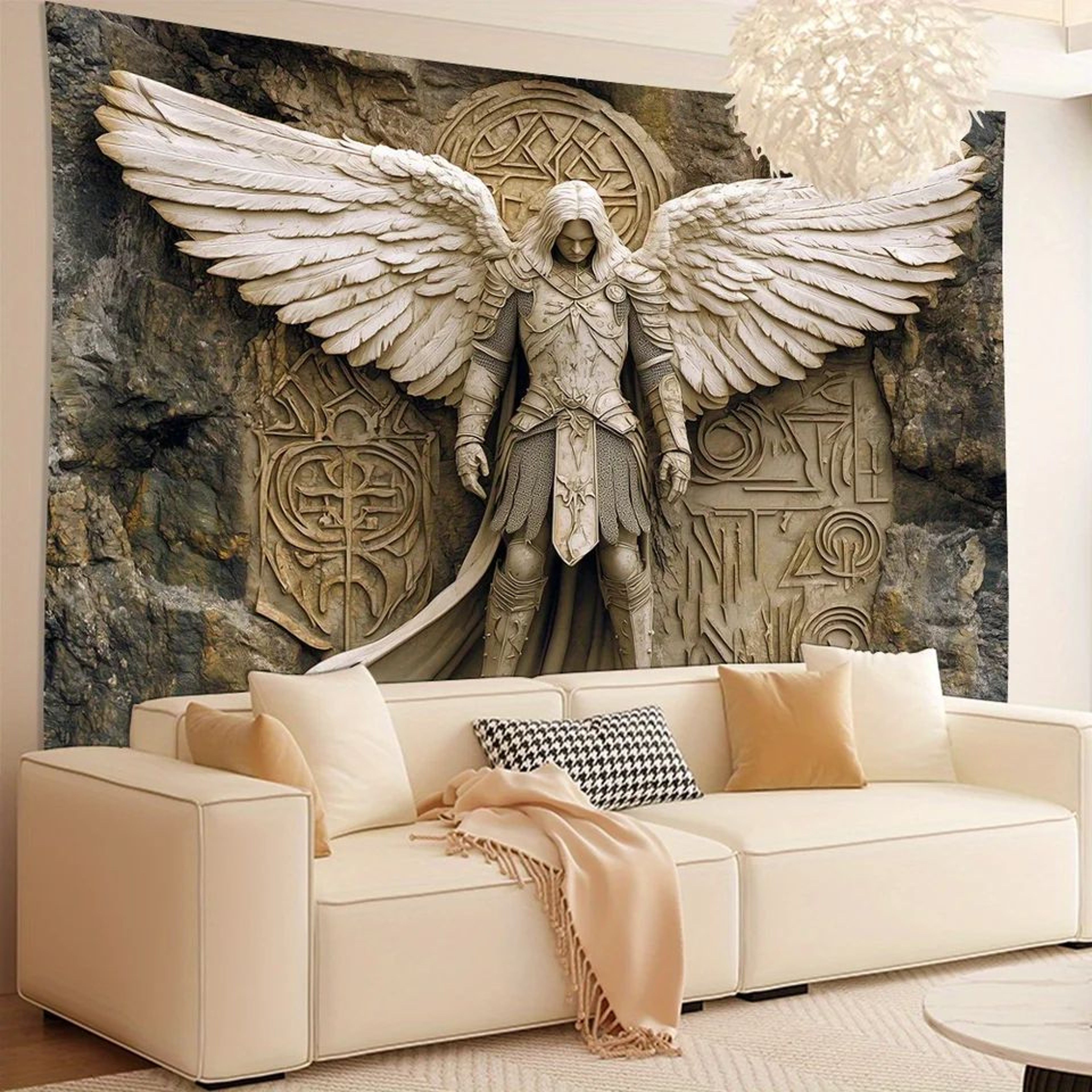 3D Angel Wall Tapestry Glam Polyester Hanging Decor For Bedroom And Living Room 1