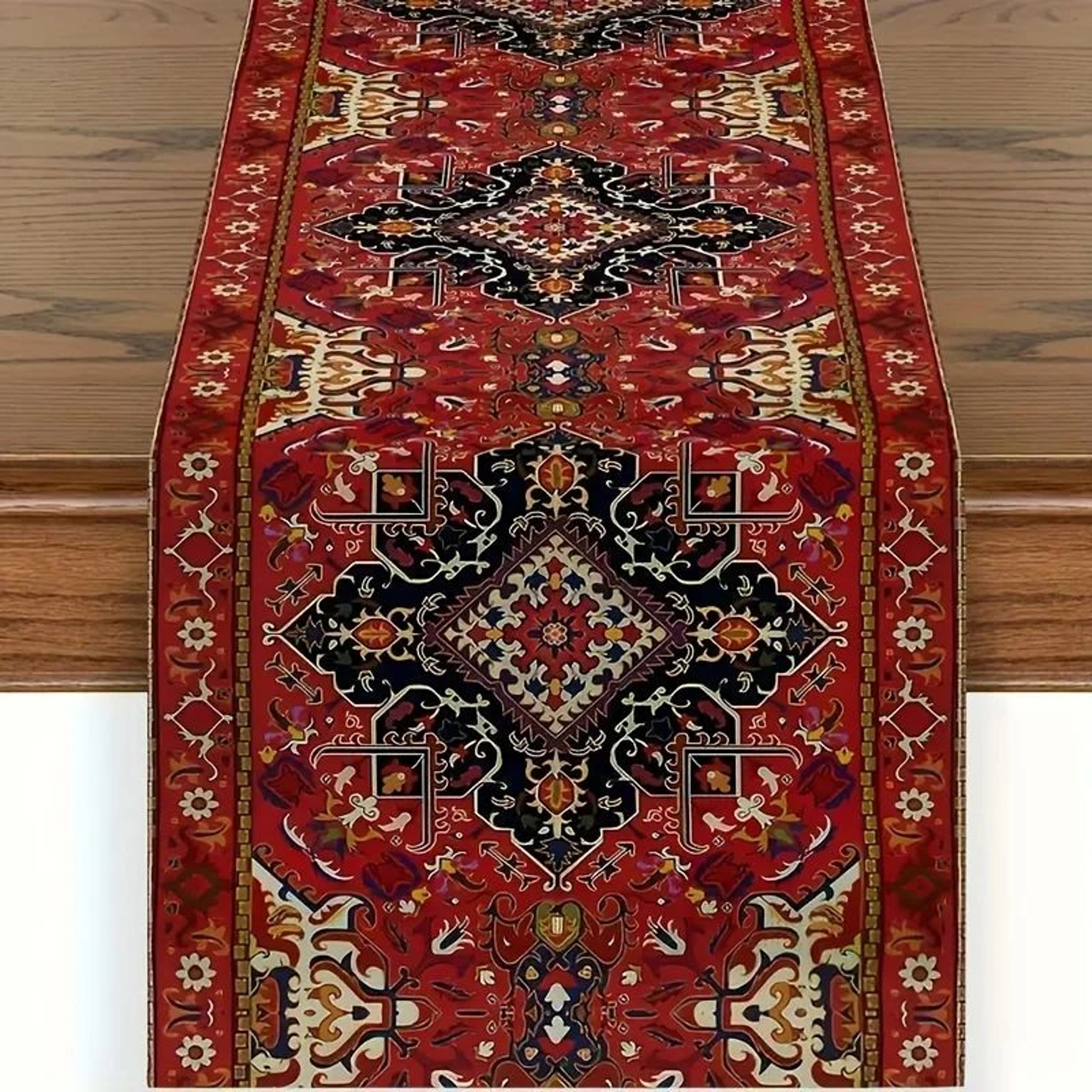Bohemian Table Runner With Persian Pattern For Farmhouse And Dining Table Decor 0