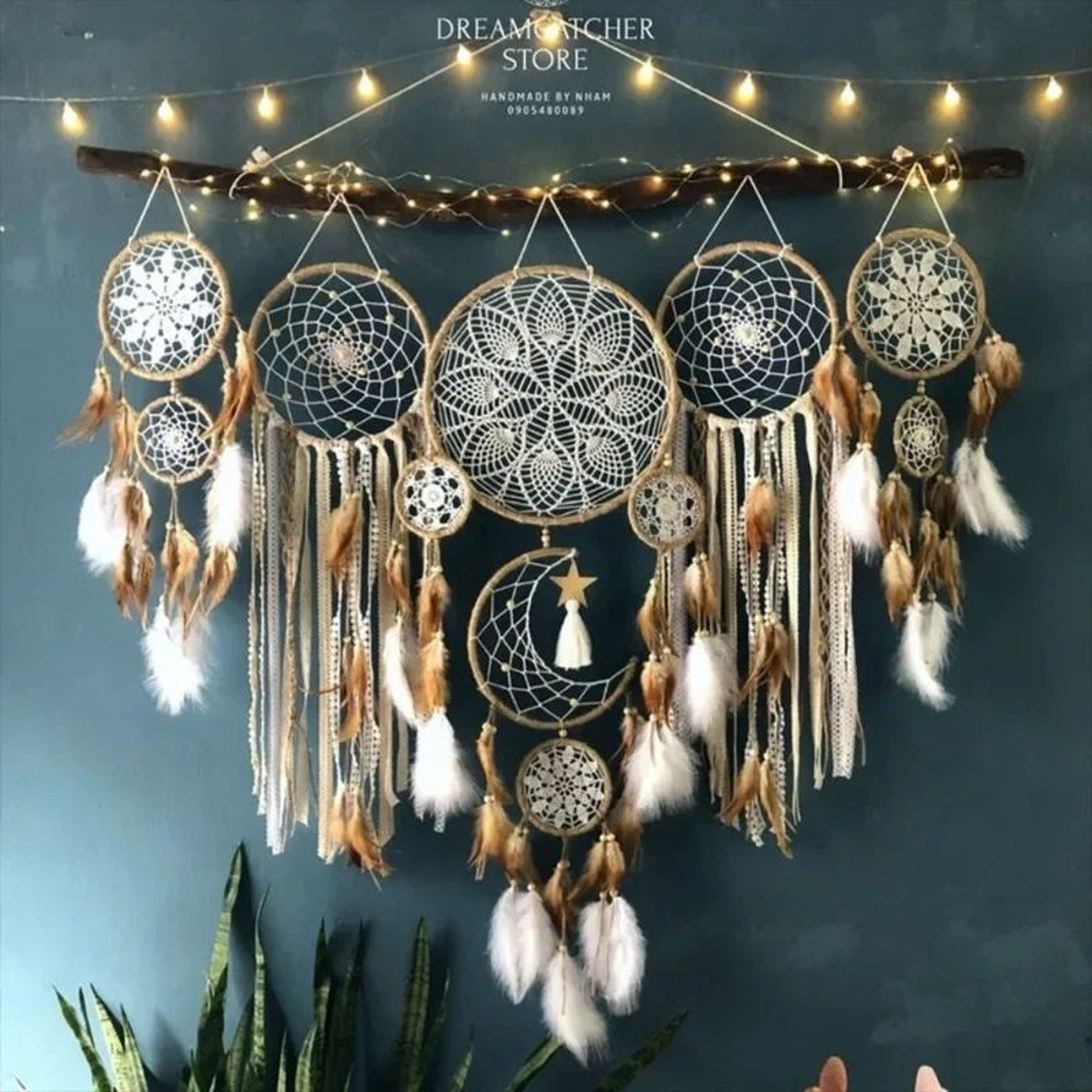 Boho Macrame Dream Catcher Set Wall Hanging Nursery Decor 0