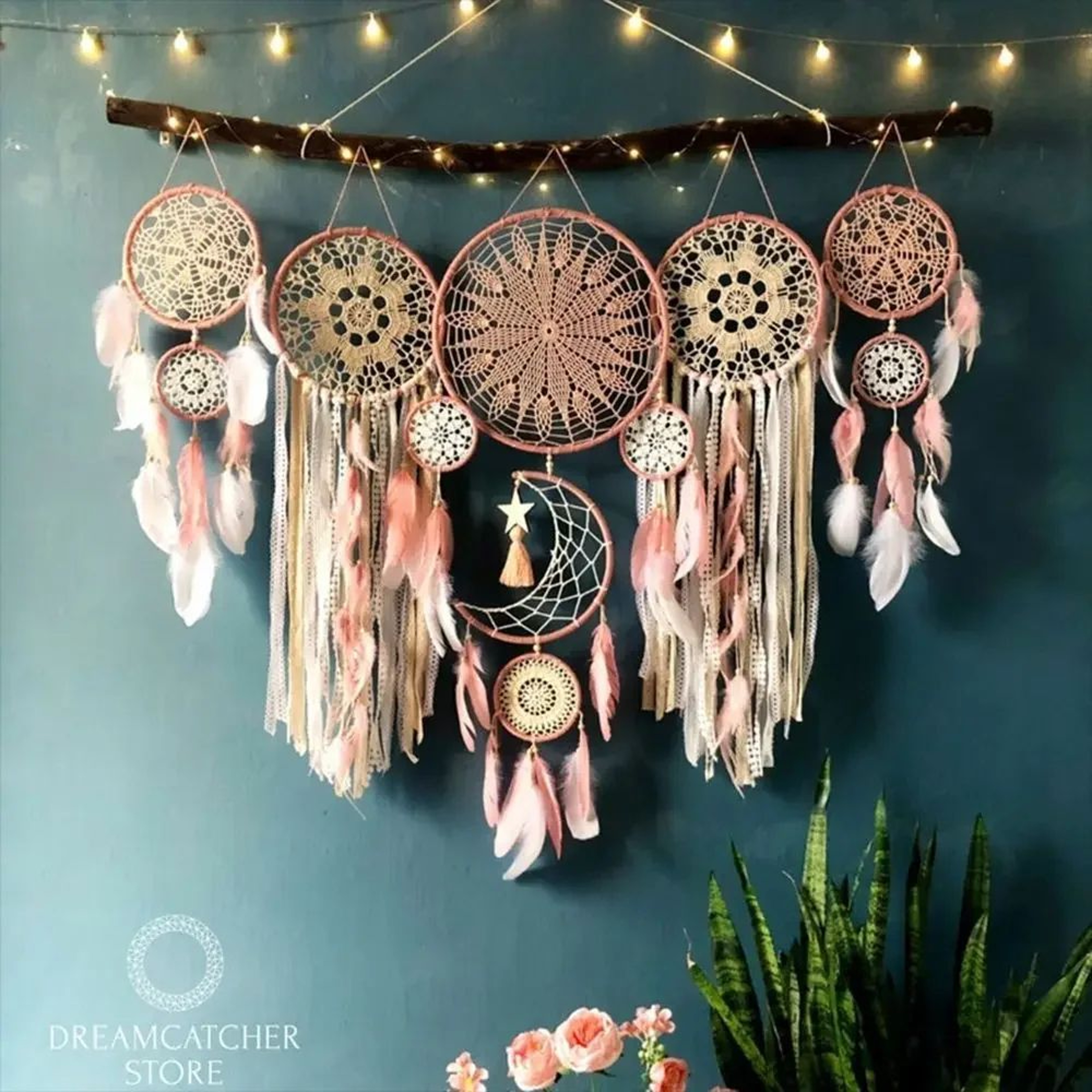Boho Macrame Dream Catcher Set Wall Hanging Nursery Decor 10