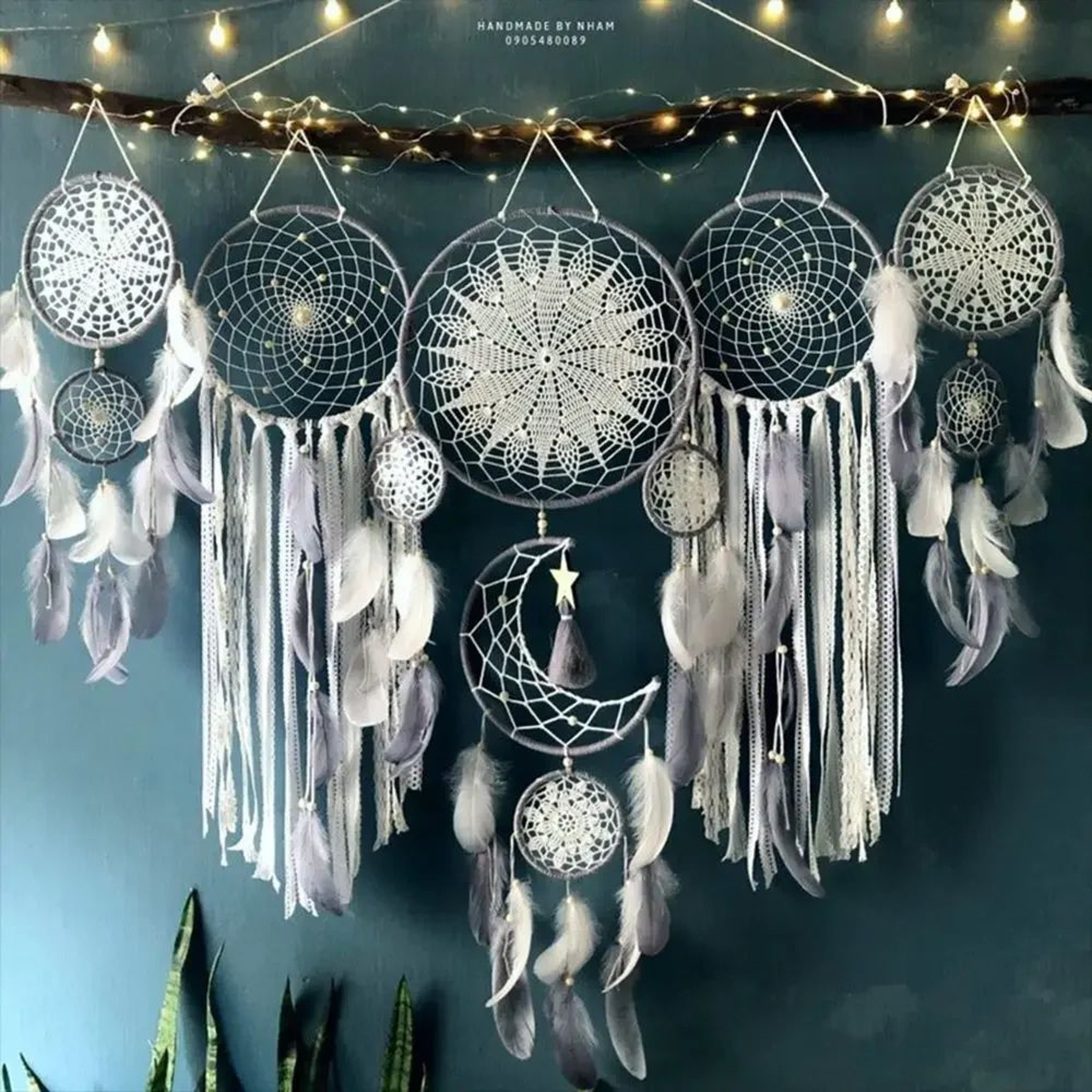 Boho Macrame Dream Catcher Set Wall Hanging Nursery Decor 8