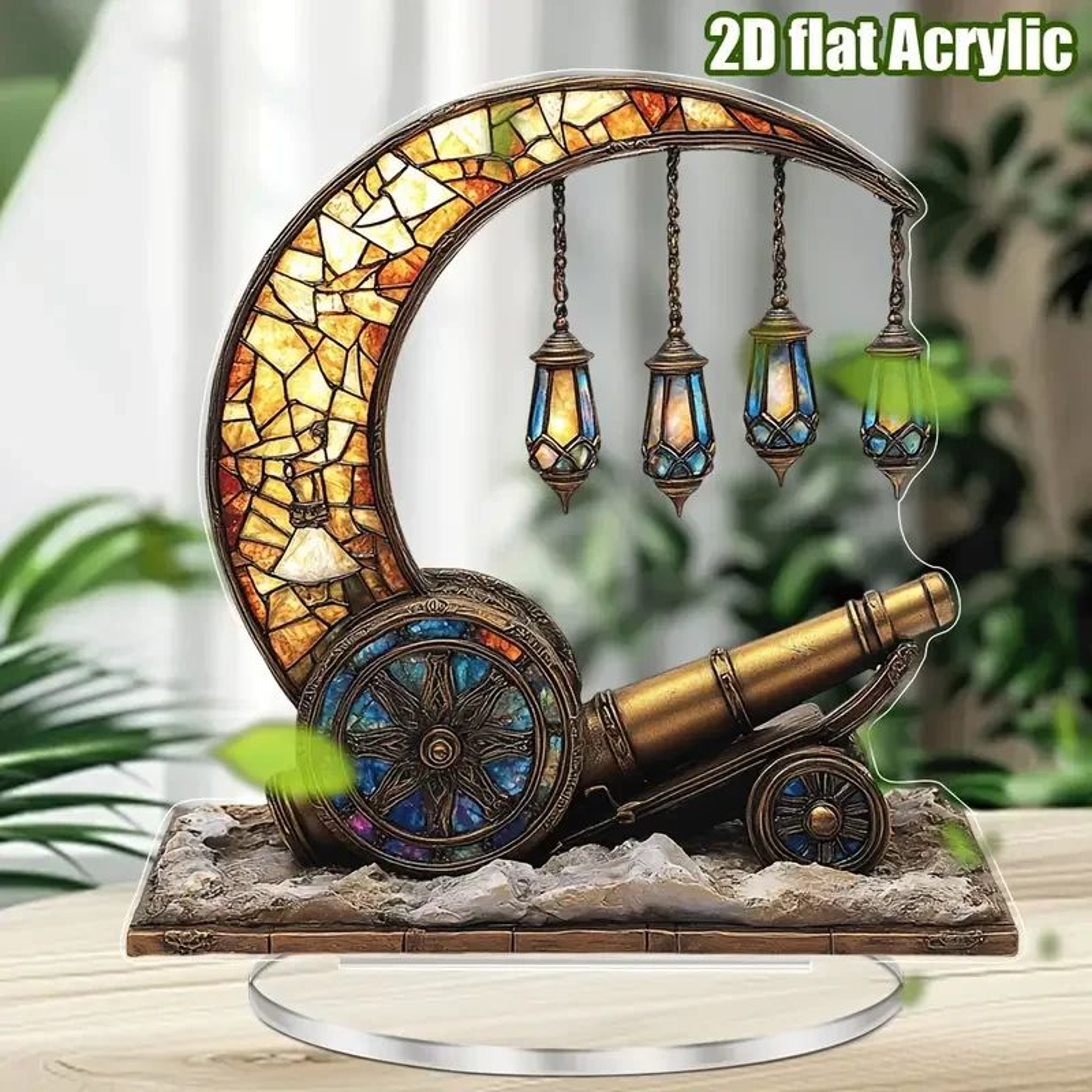 Moon And Lantern Acrylic Ramadan Decor Desktop Eid Table Ornament 9