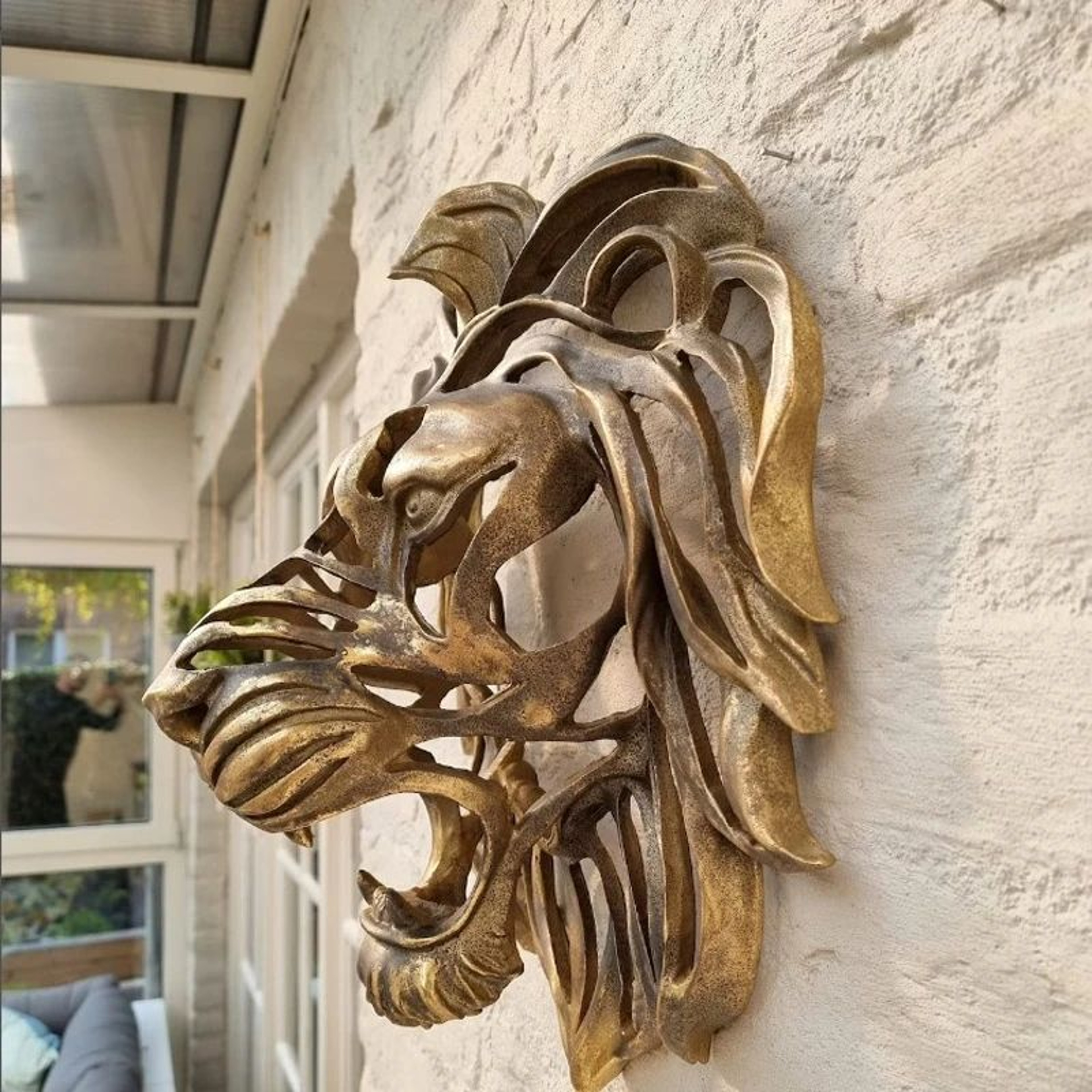 Golden Lion Head Wall Sculpture Luxury Resin Wall Decor 1