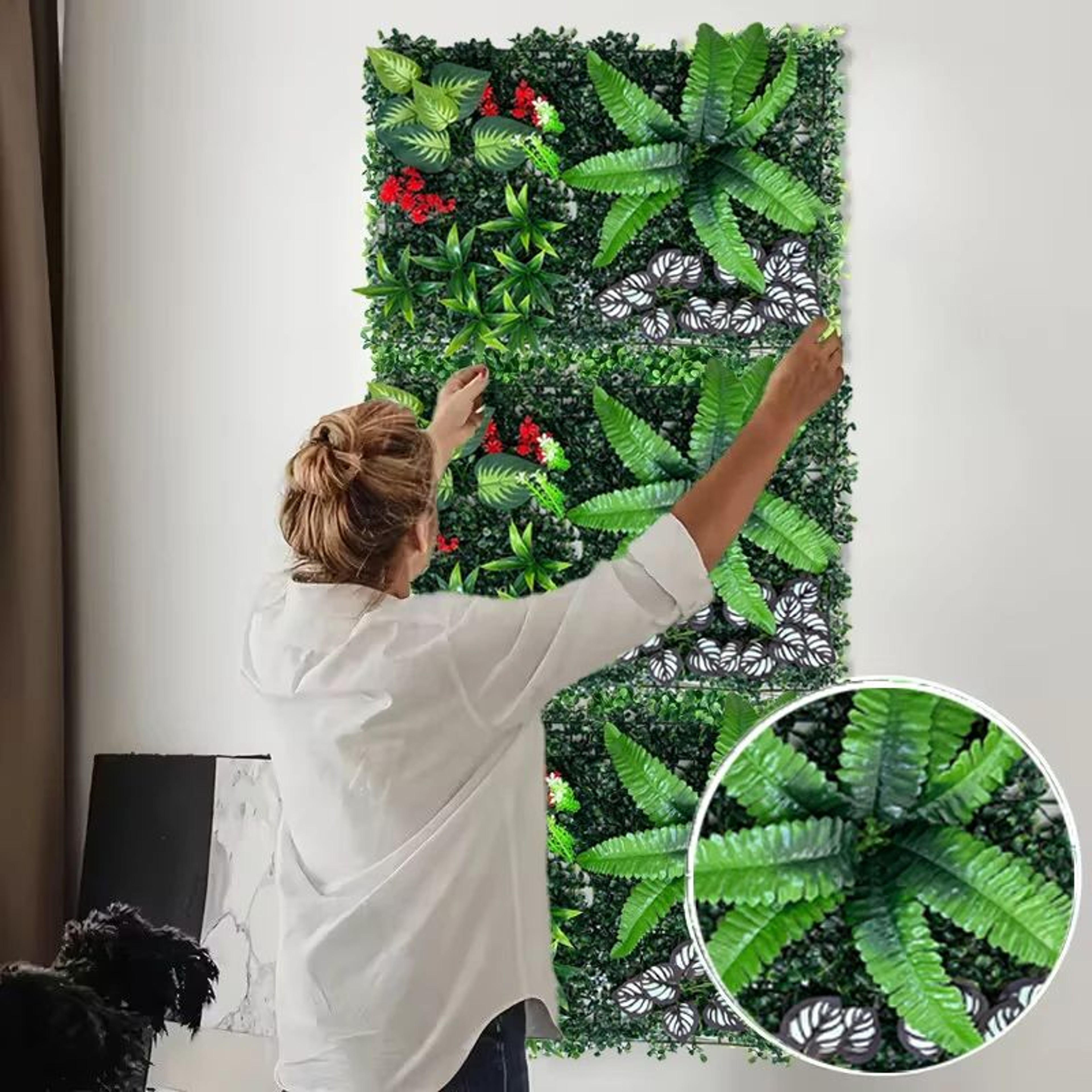 Lush Evergreen Artificial Plant Wall Panel Indoor Outdoor Decor 4