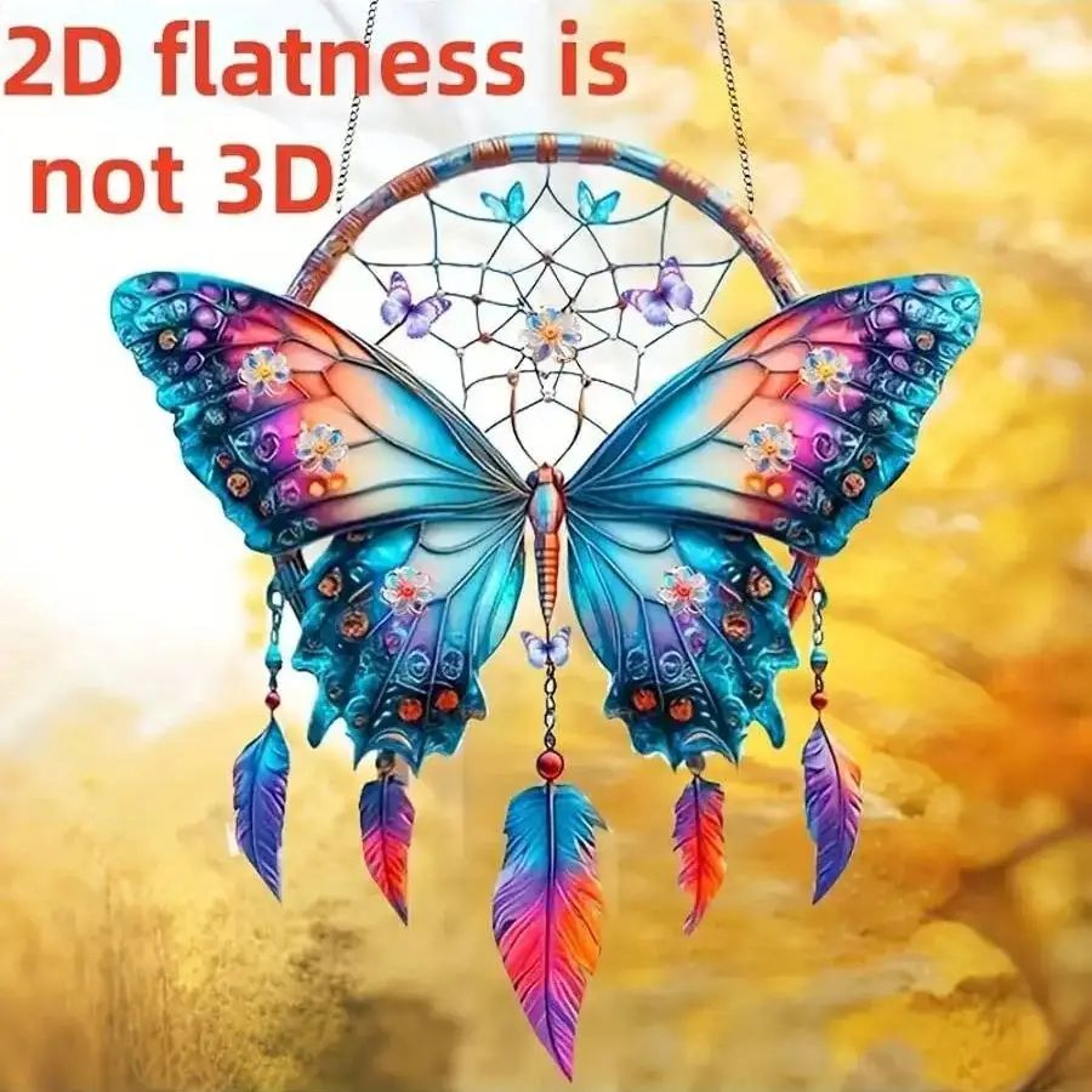 Shiny Butterfly Feather Pendant Wall Decor Gift 2