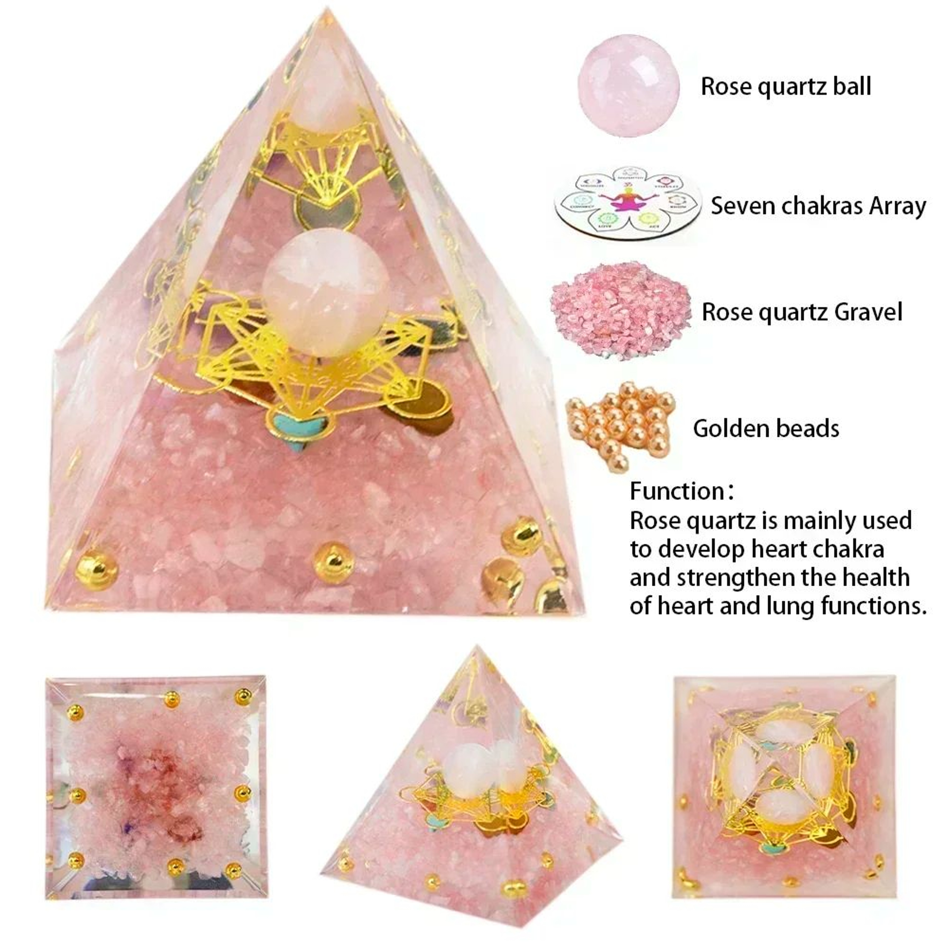 Crystal Energy Pyramid Healing Decor Reiki Chakra Resin Pyramid 12