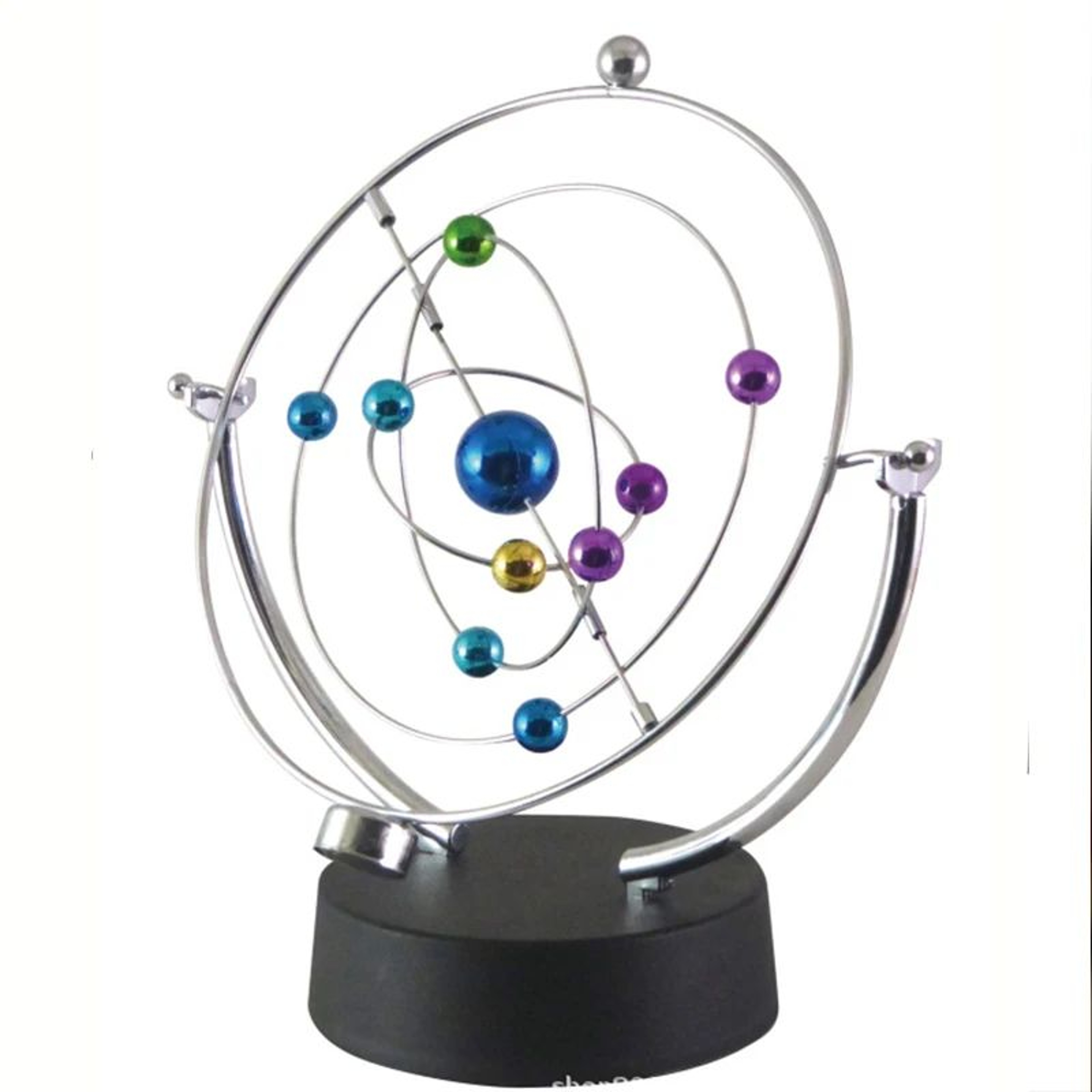 Perpetual Motion Desk Sculpture Kinetic Orbital Globe Decor 3