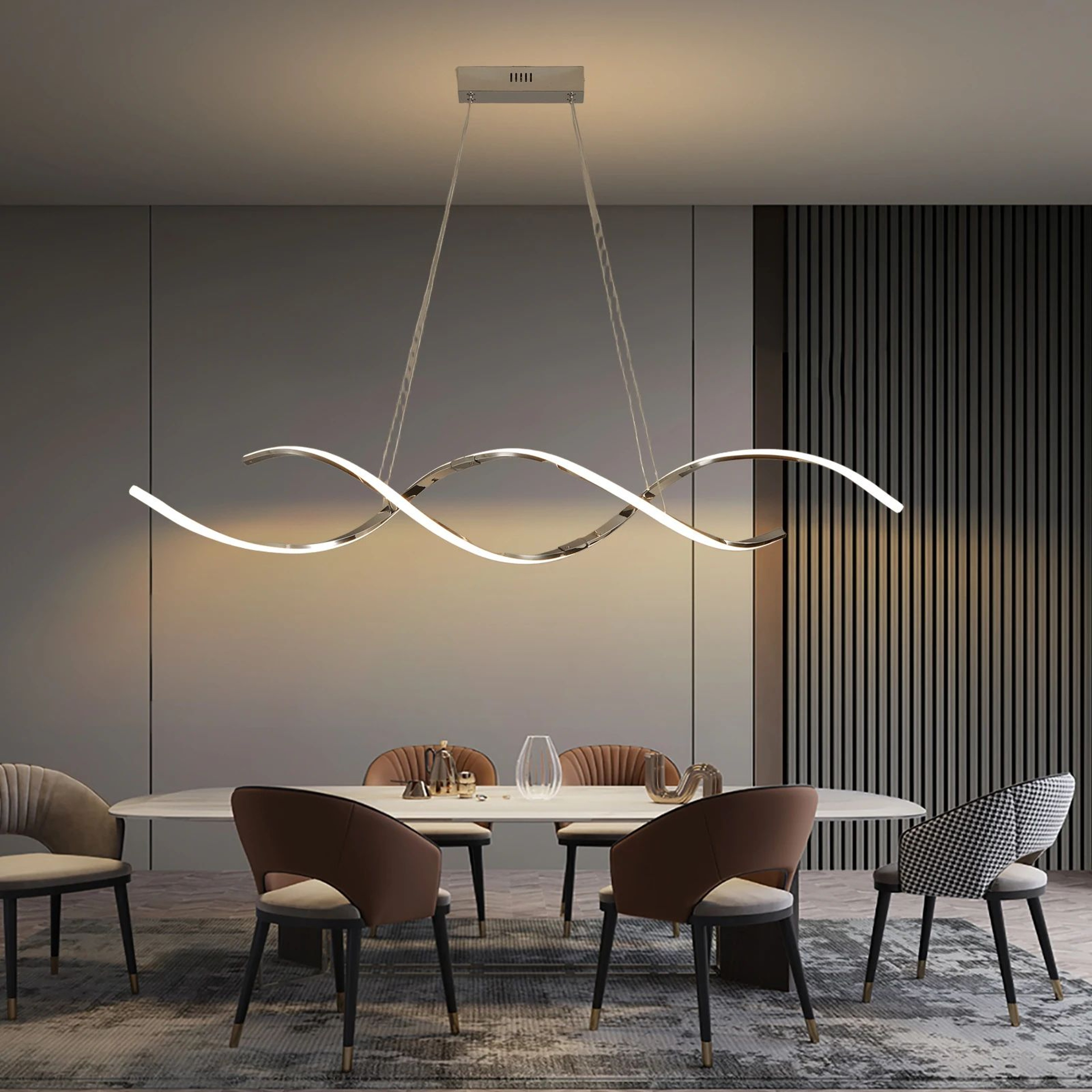 Modern LED Linear Chandelier Pendant Light For Dining Room Kitchen And Living Space 4