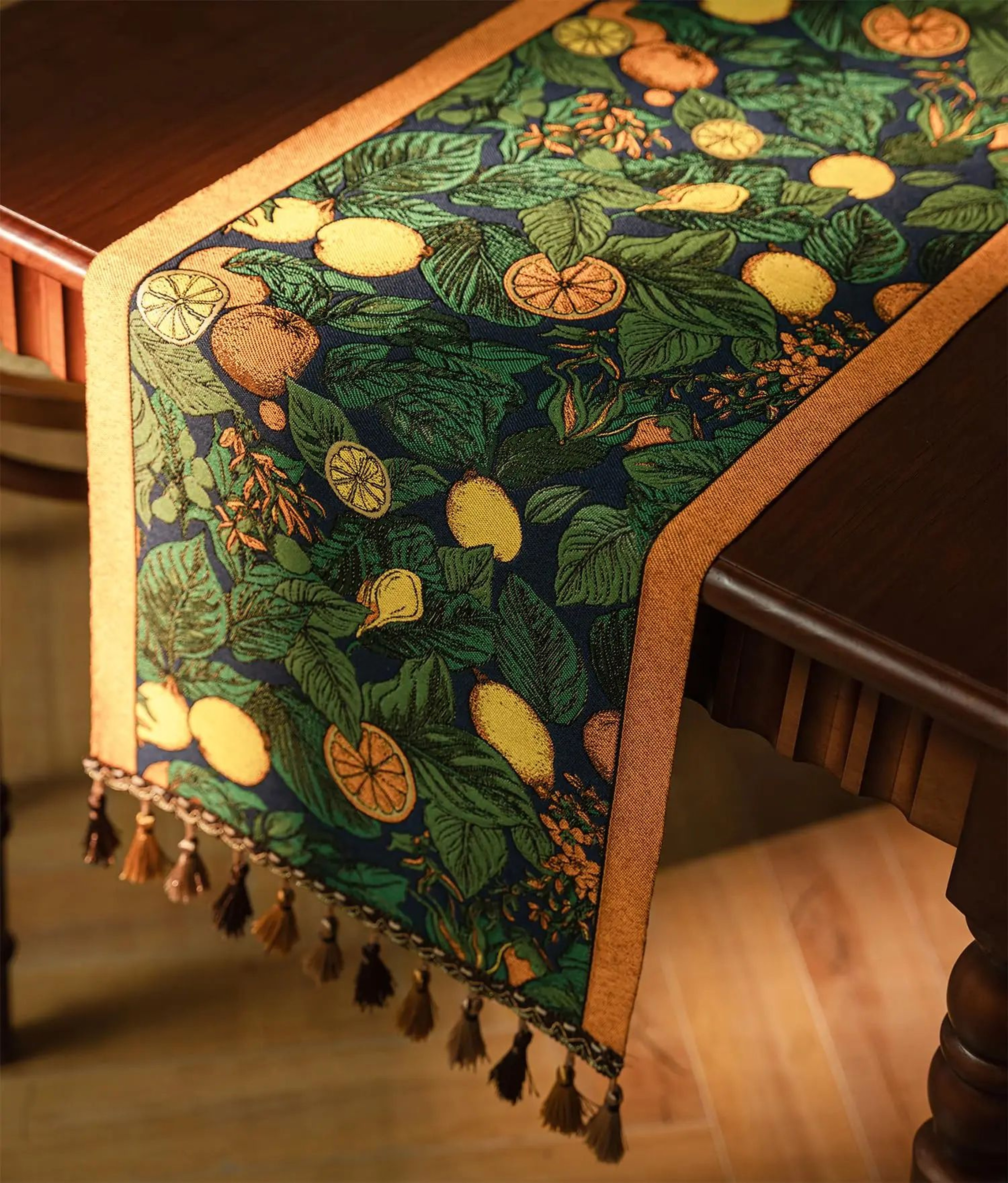 Farmhouse Lemon Floral Table Runner Kitchen Dining Table Decor 4