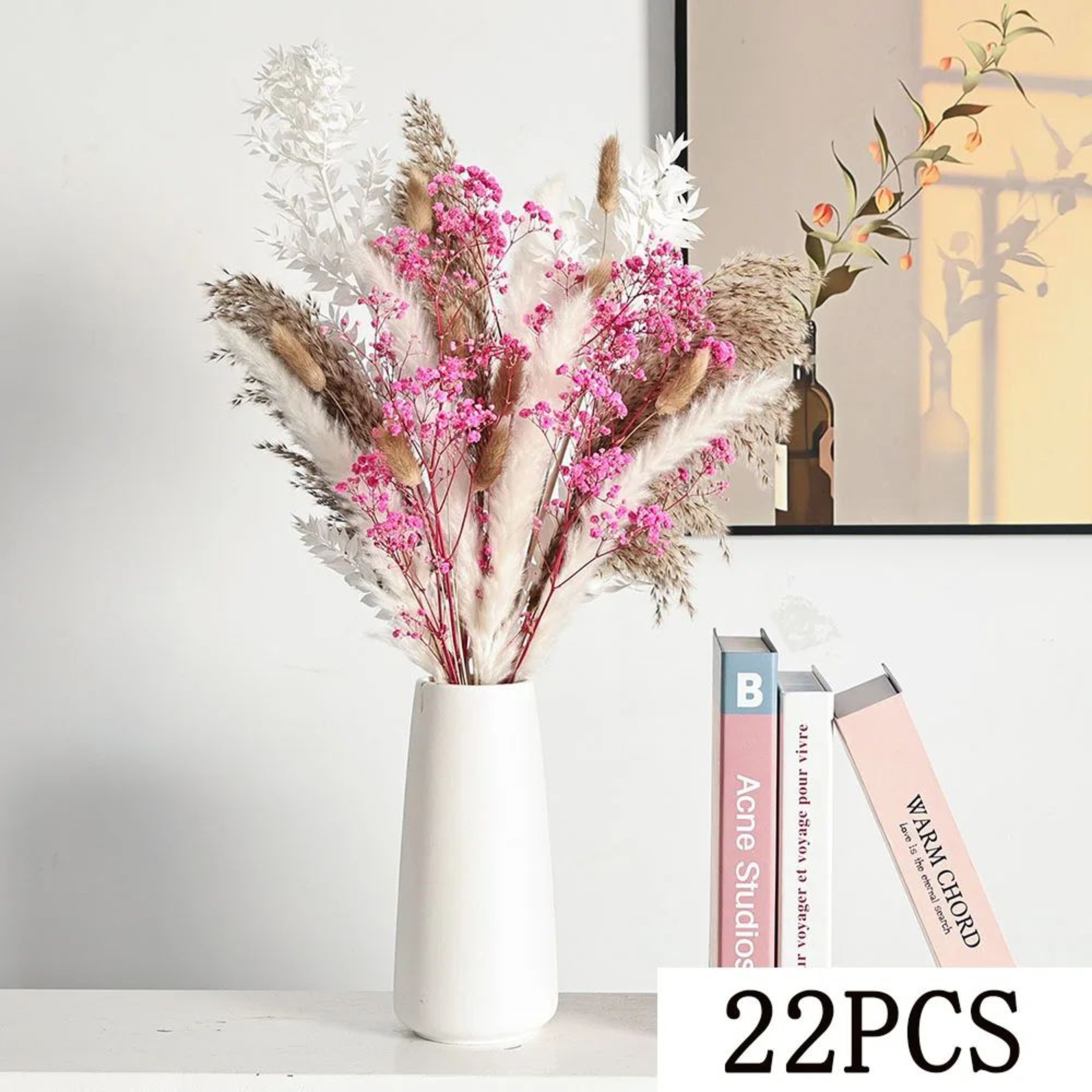 Boho Dried Flower Bouquet Pampas Eucalyptus Wedding Home Decor 9