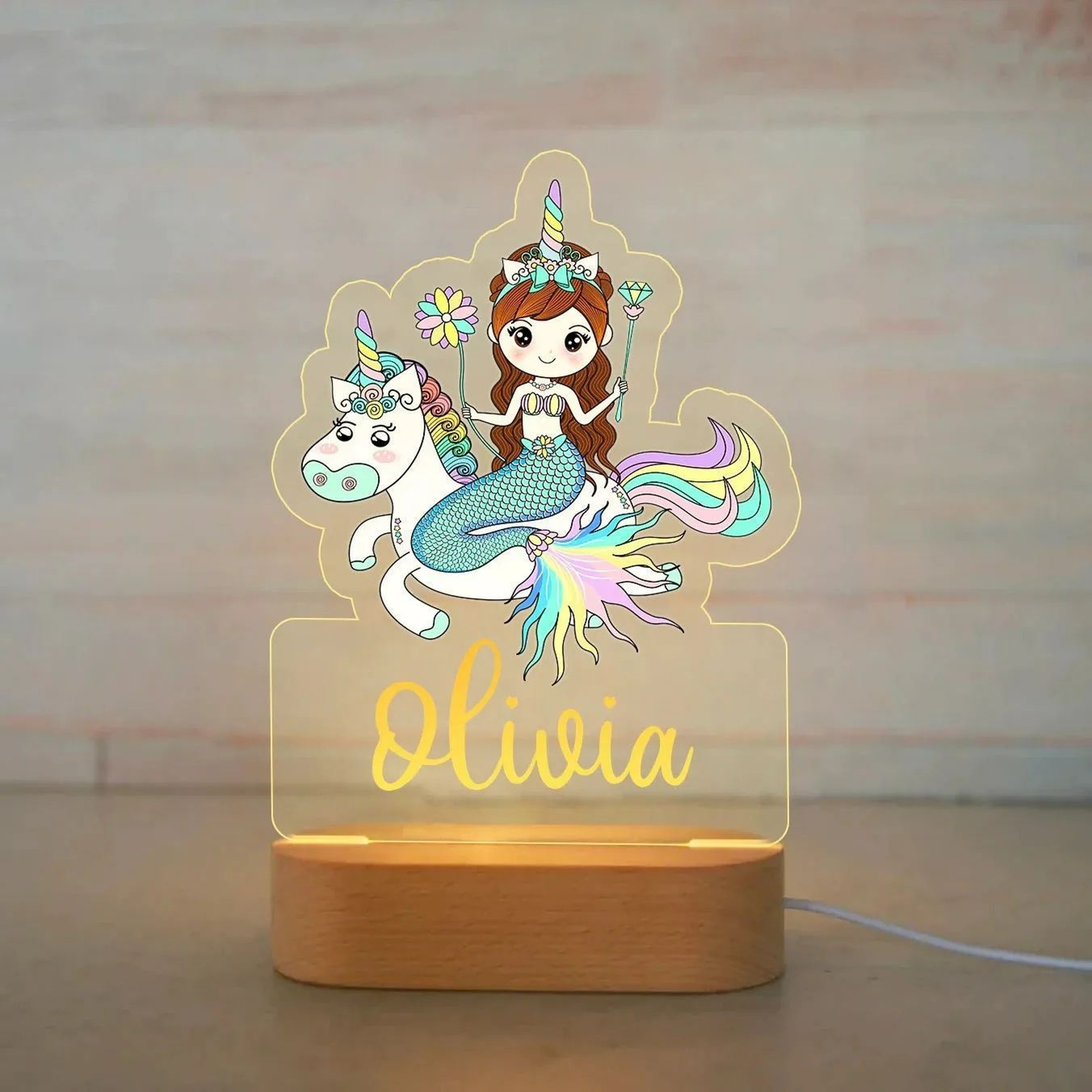Personalized Kids Name Night Light Custom Acrylic Animal Lamp 19