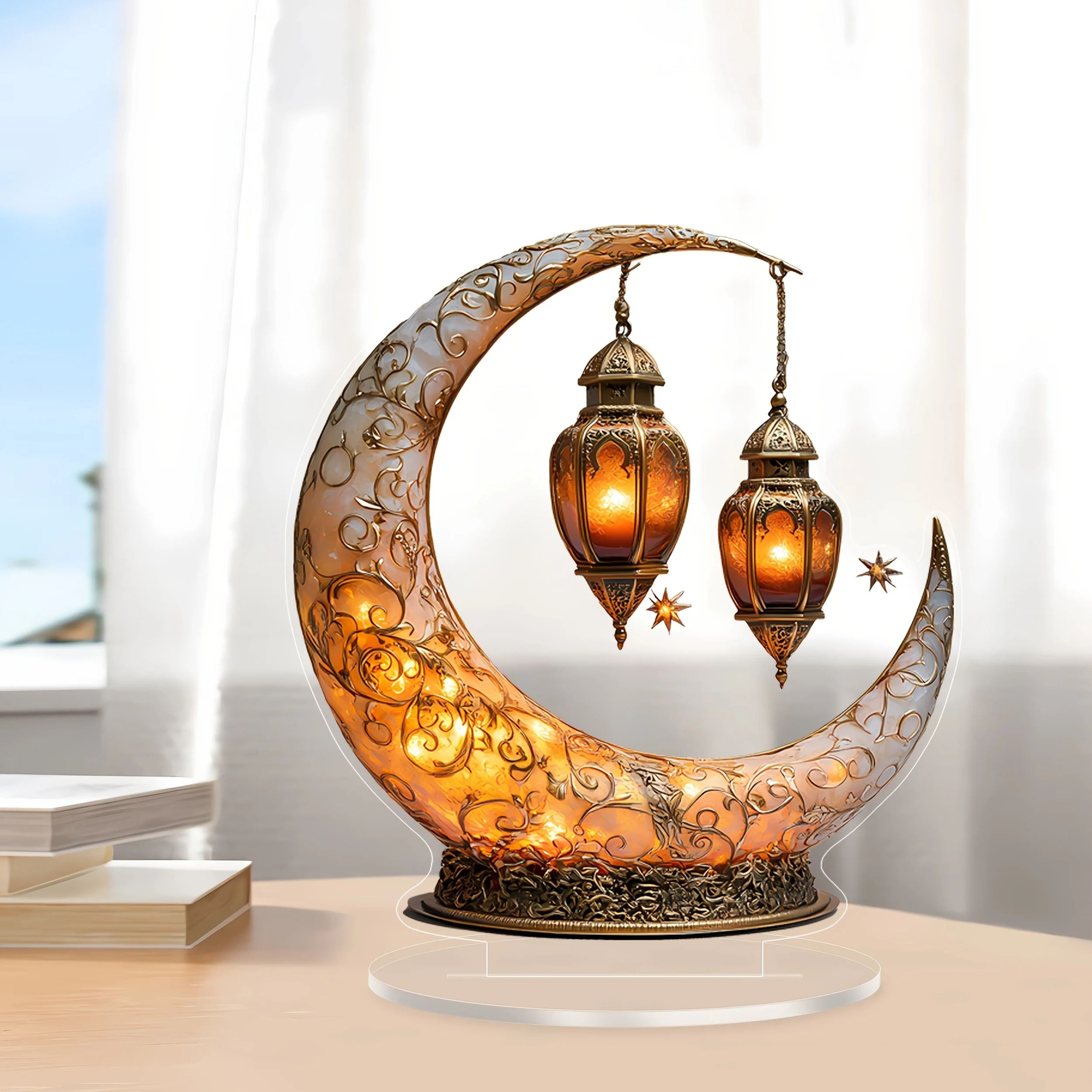 Moon And Star Desktop Decor Celestial Table Ornament Home Office Accent 2
