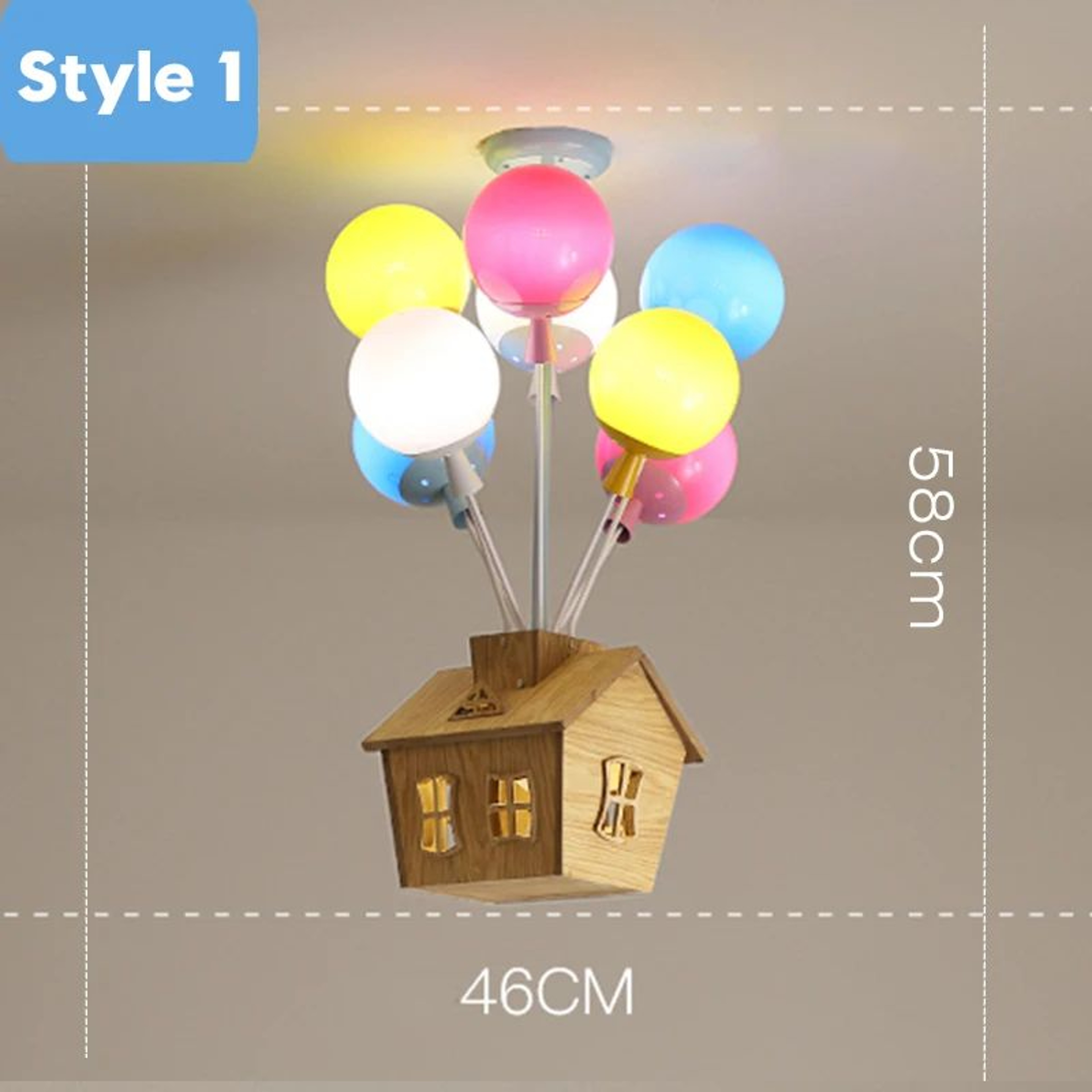 Kids Balloon Chandelier Wooden Ceiling Light For Bedroom And Playroom Decor 7