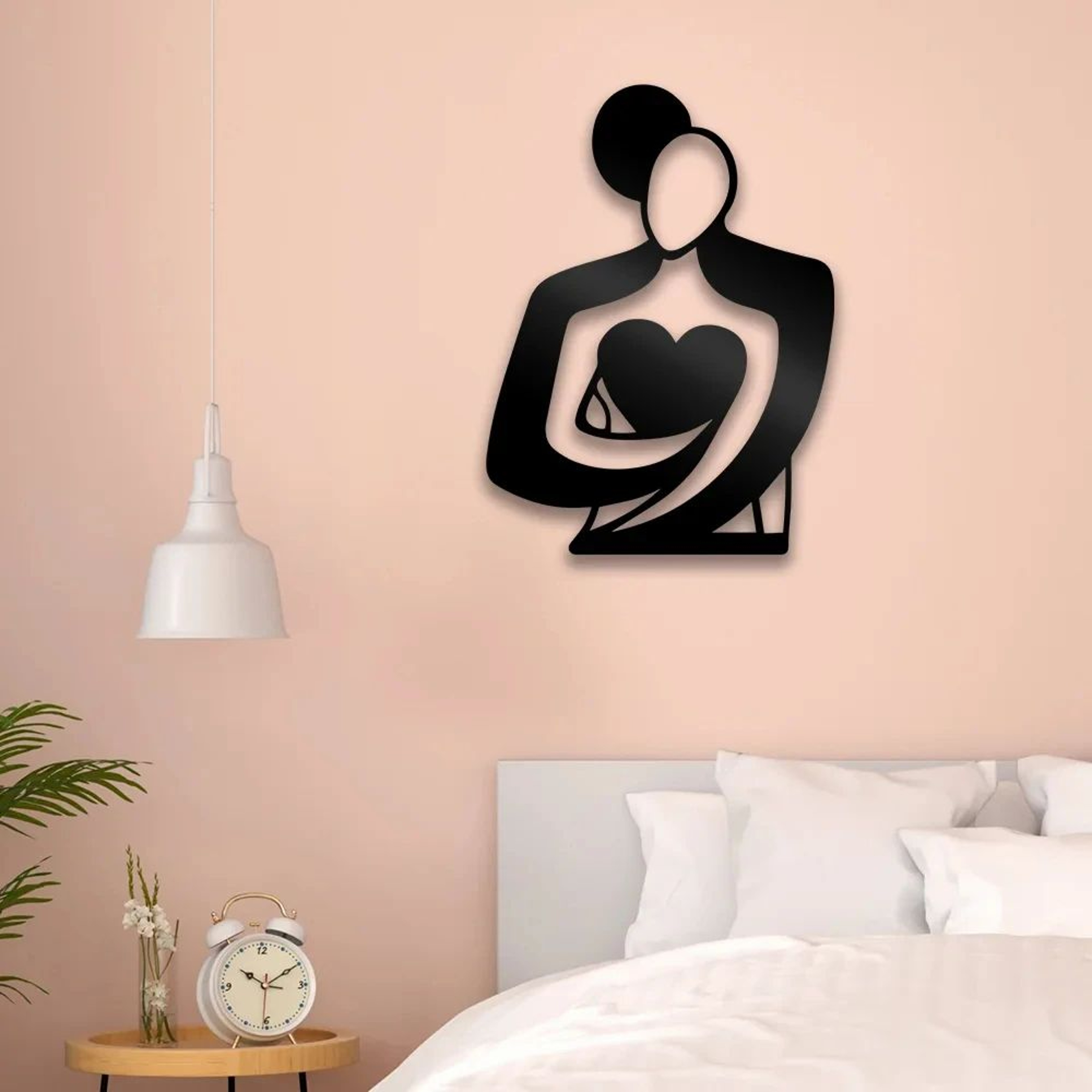 Embrace Love Metal Wall Decor Modern Romantic Bedroom Wall Sign 0