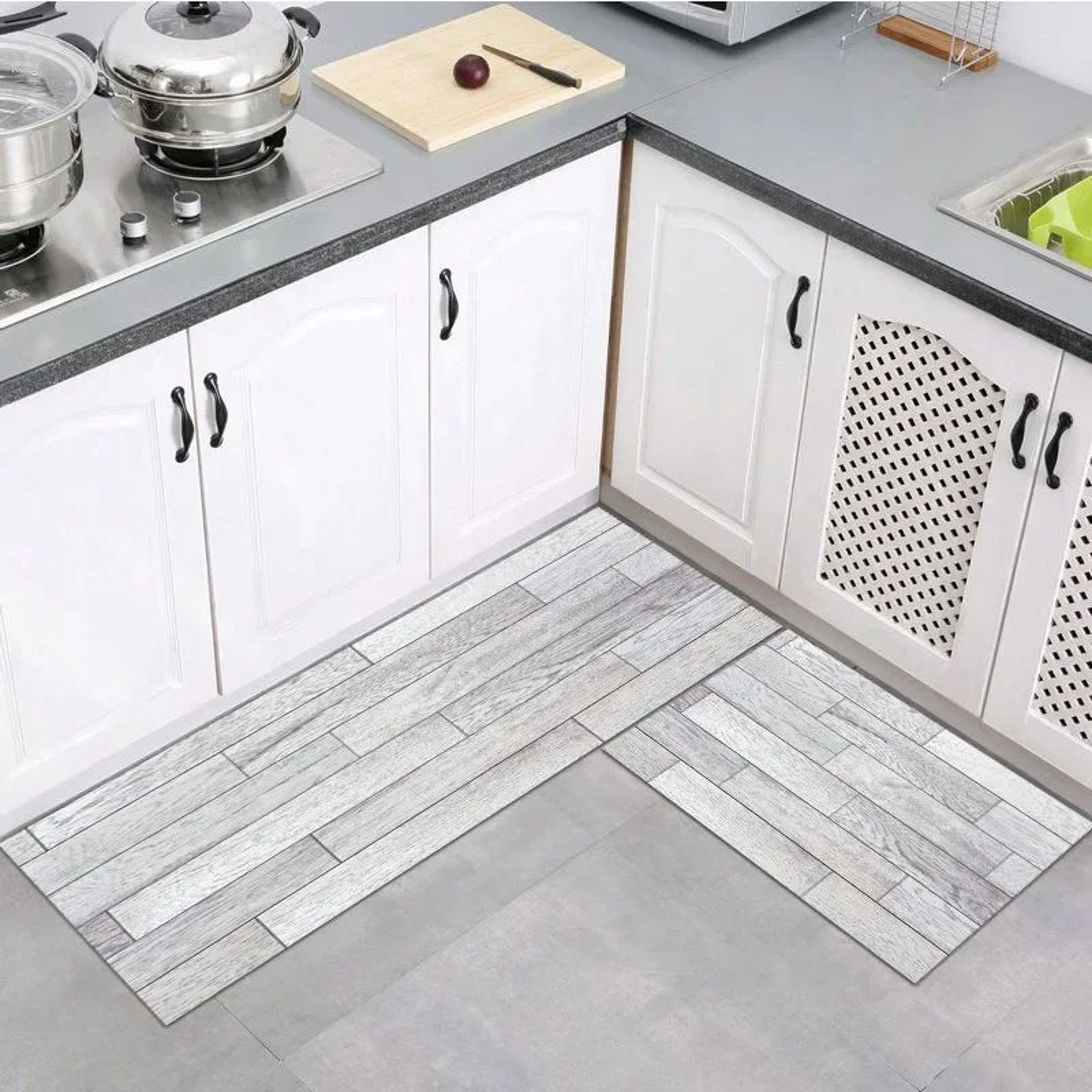 Wood Grain Non Slip Floor Mat Waterproof Kitchen Bathroom Rug 6