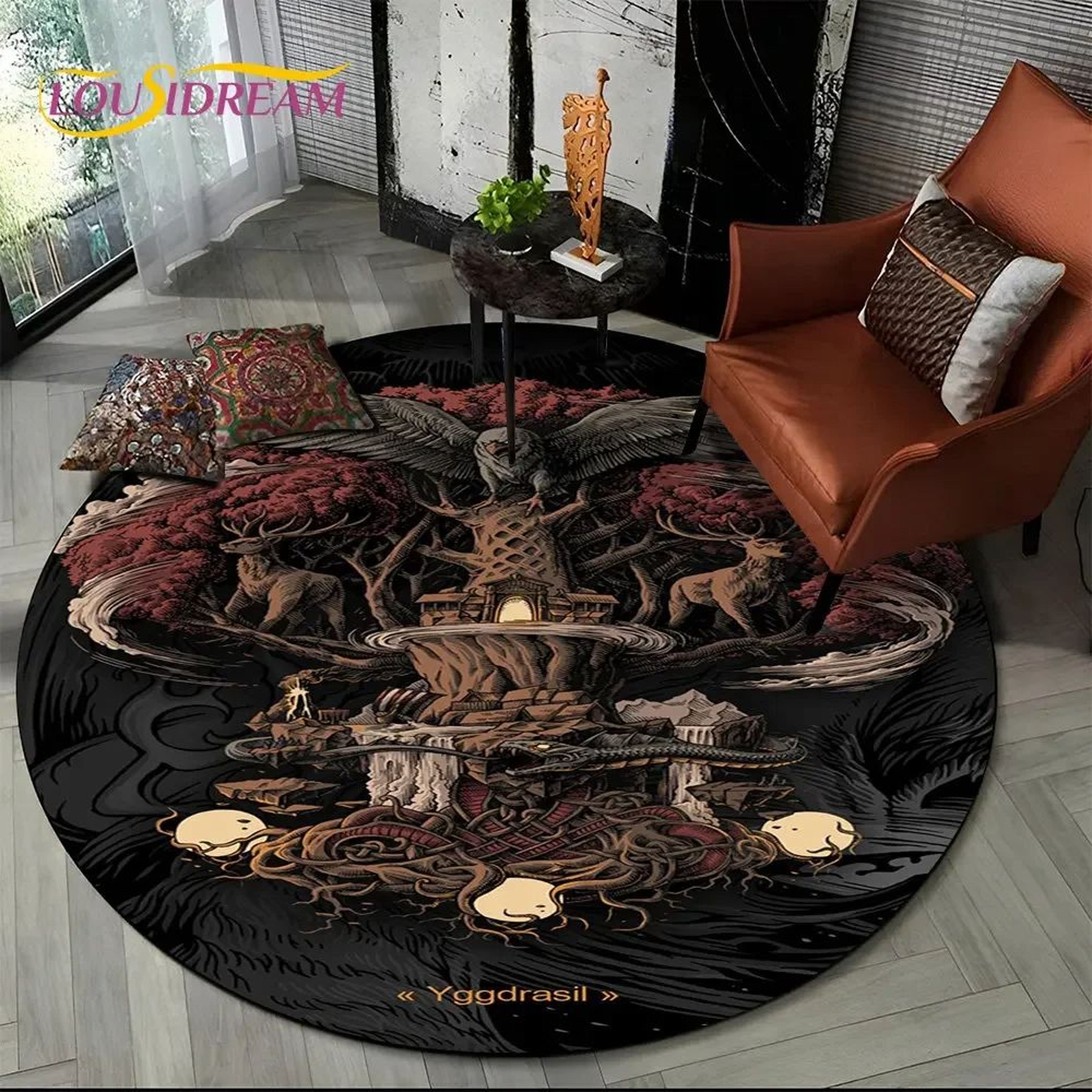 Viking Tree Of Life Round Area Rug Non Slip Decorative Floor Mat 25