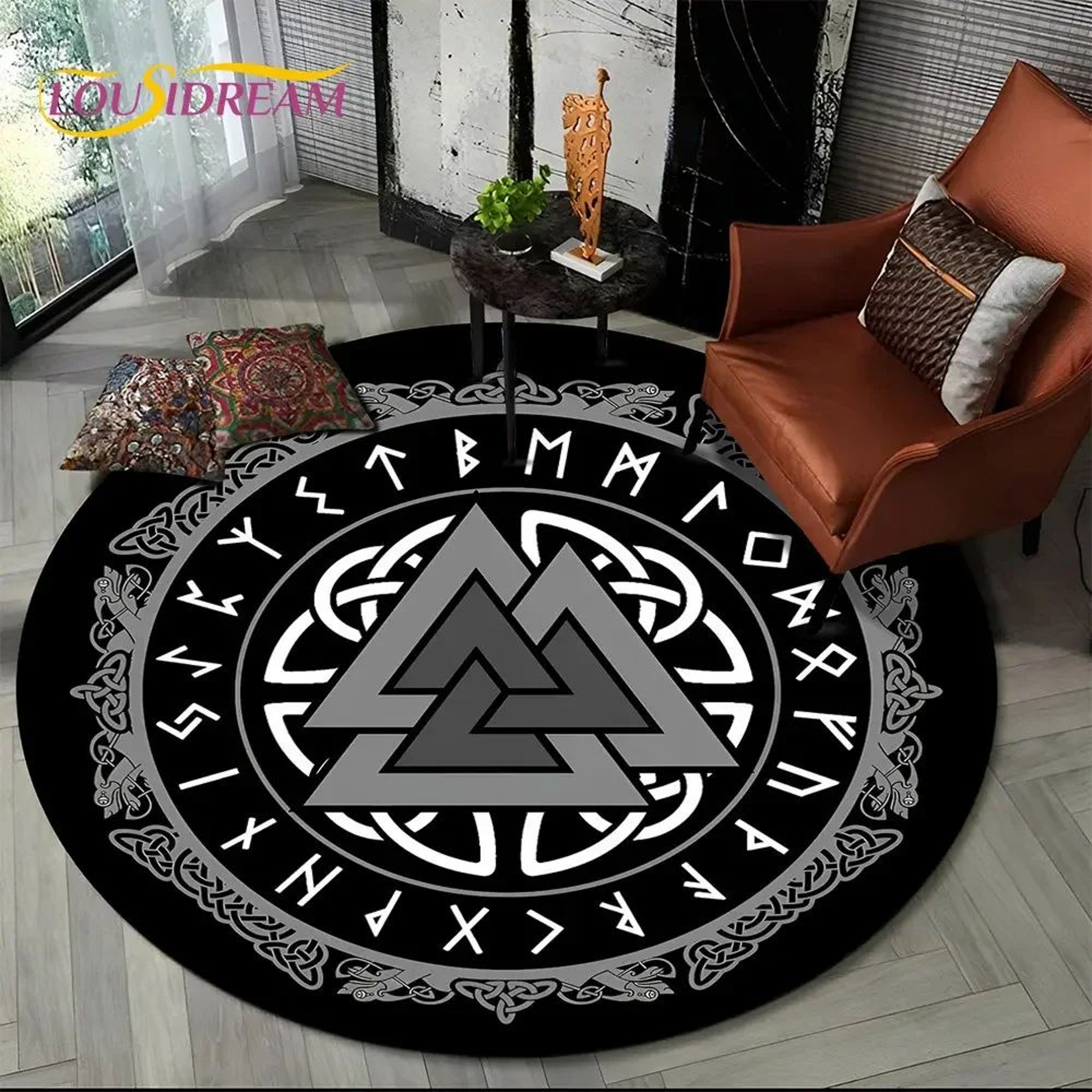 Viking Tree Of Life Round Area Rug Non Slip Decorative Floor Mat 4