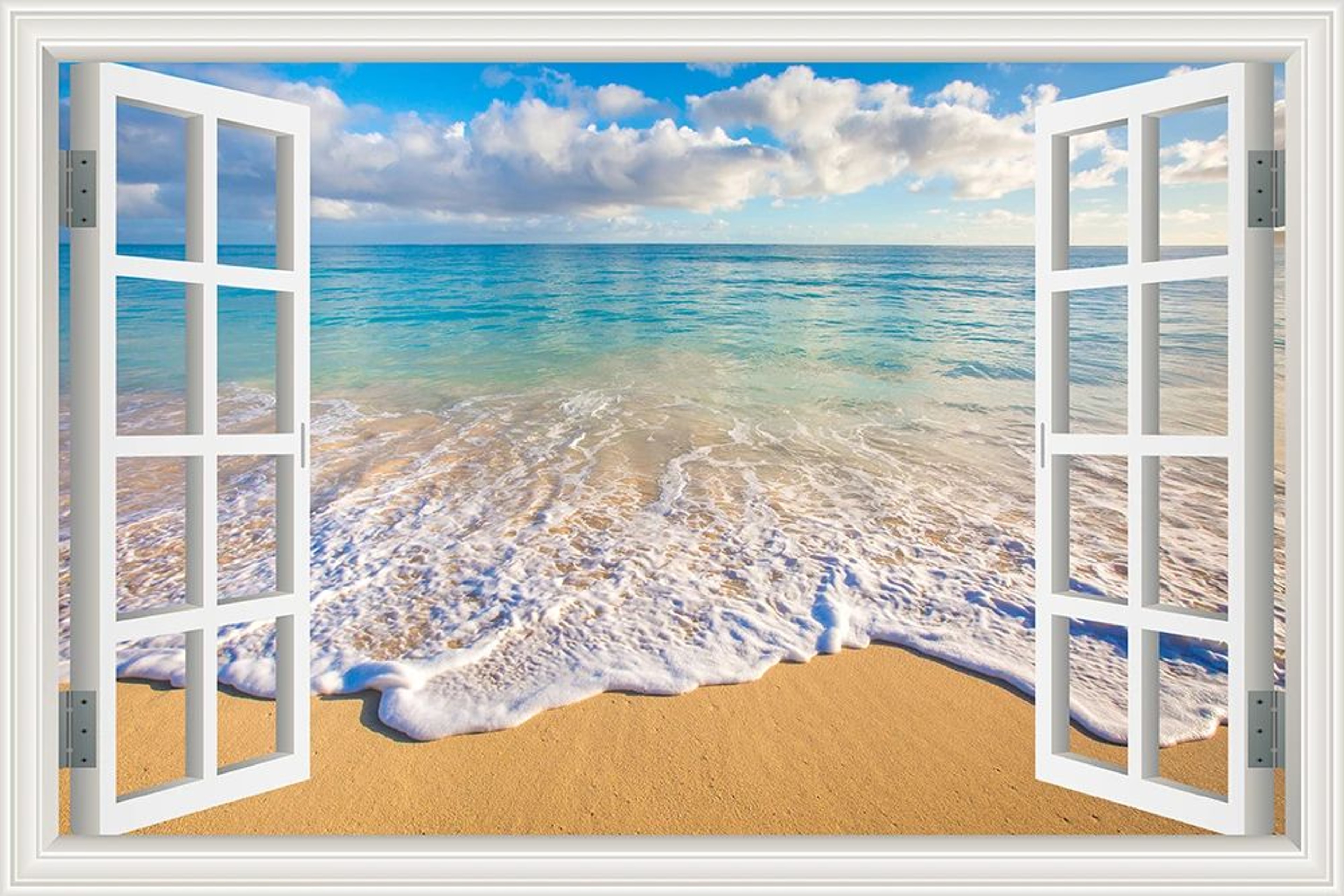 3D Beach Window Wall Sticker Ocean View Room Decor 9