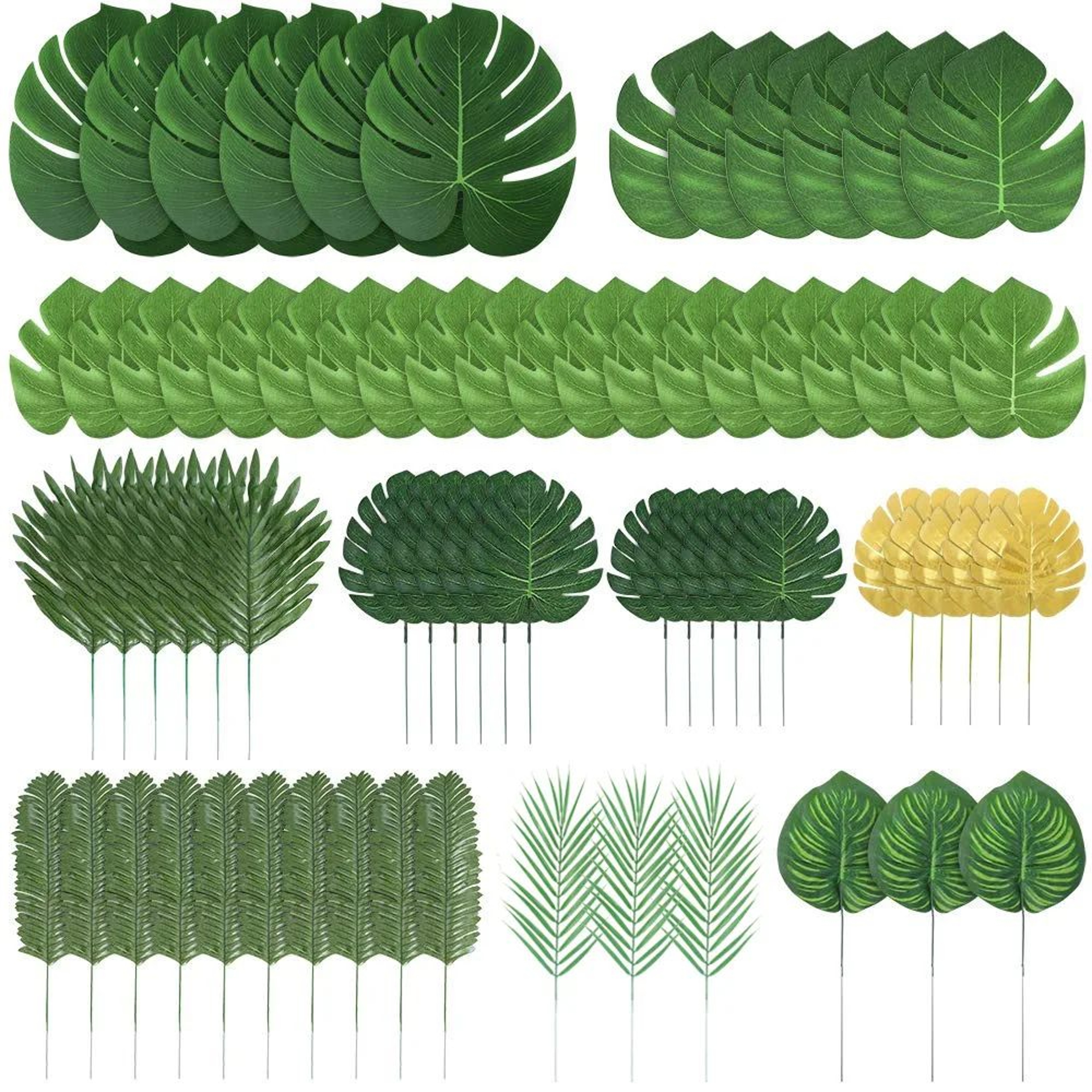 Artificial Tropical Palm Leaves Decor Set For Party Jungle Theme Styling 0