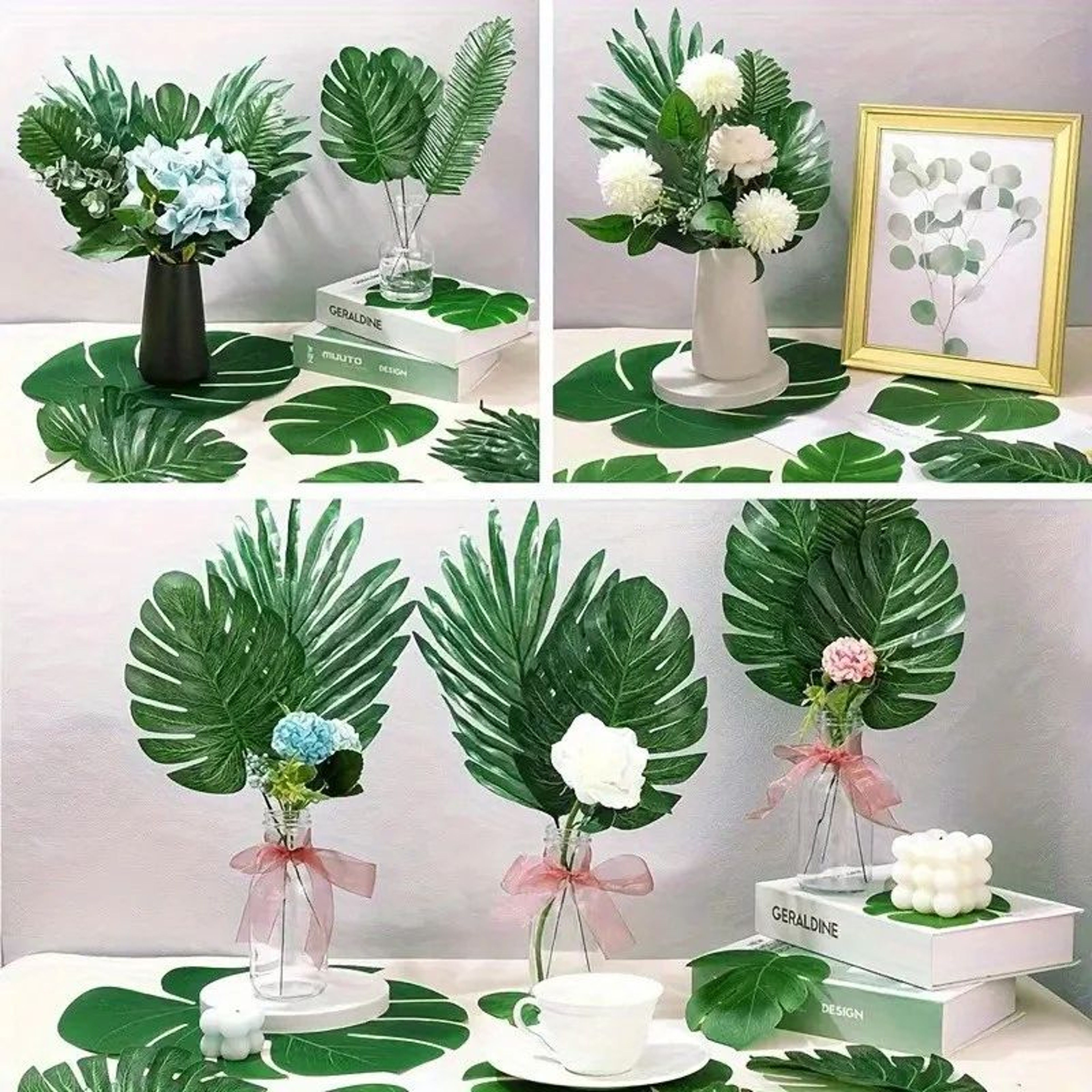 Artificial Tropical Palm Leaves Decor Set For Party Jungle Theme Styling 1