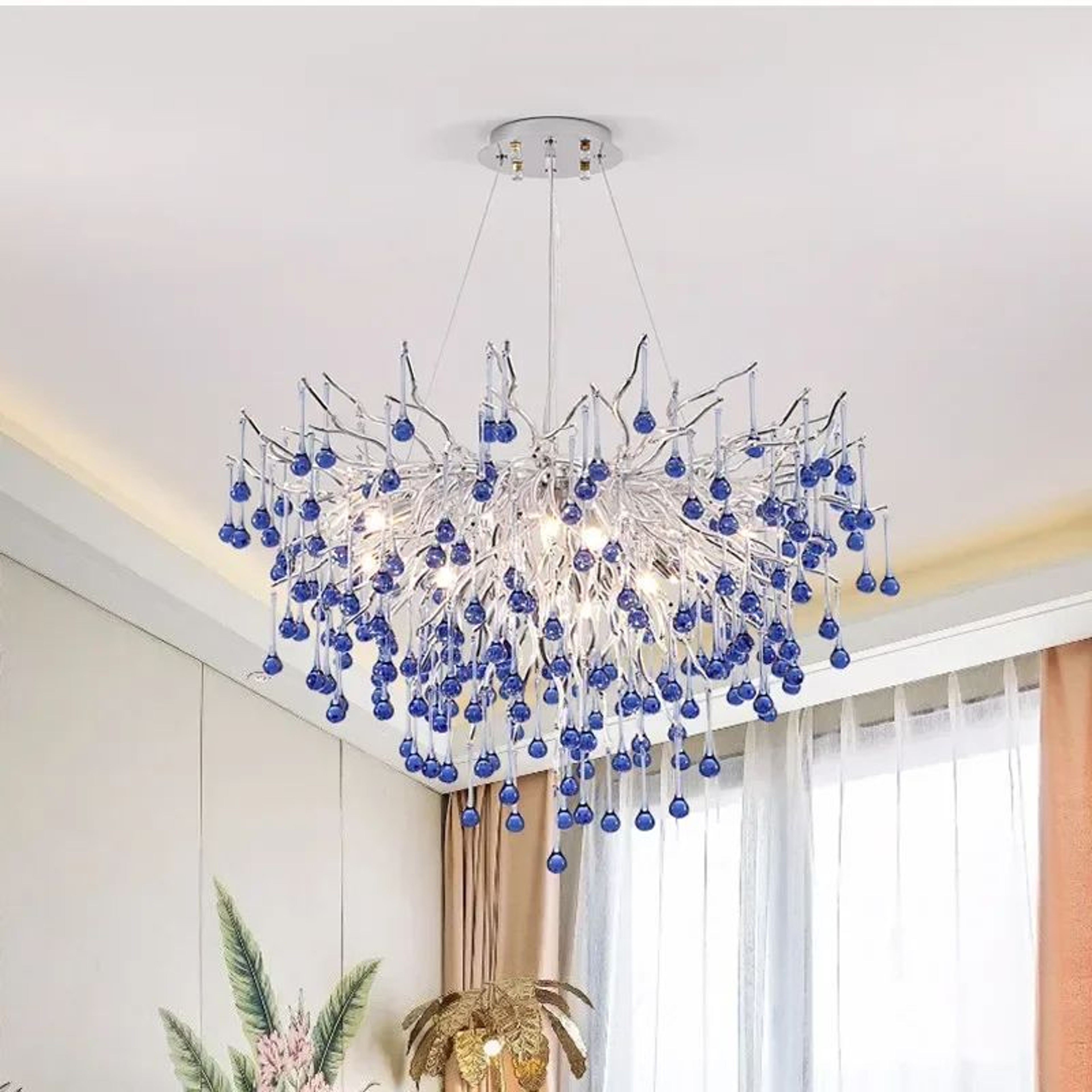 Luxury Crystal Branch Chandelier Modern Teardrop Ceiling Light For Living Room Dining Space 2