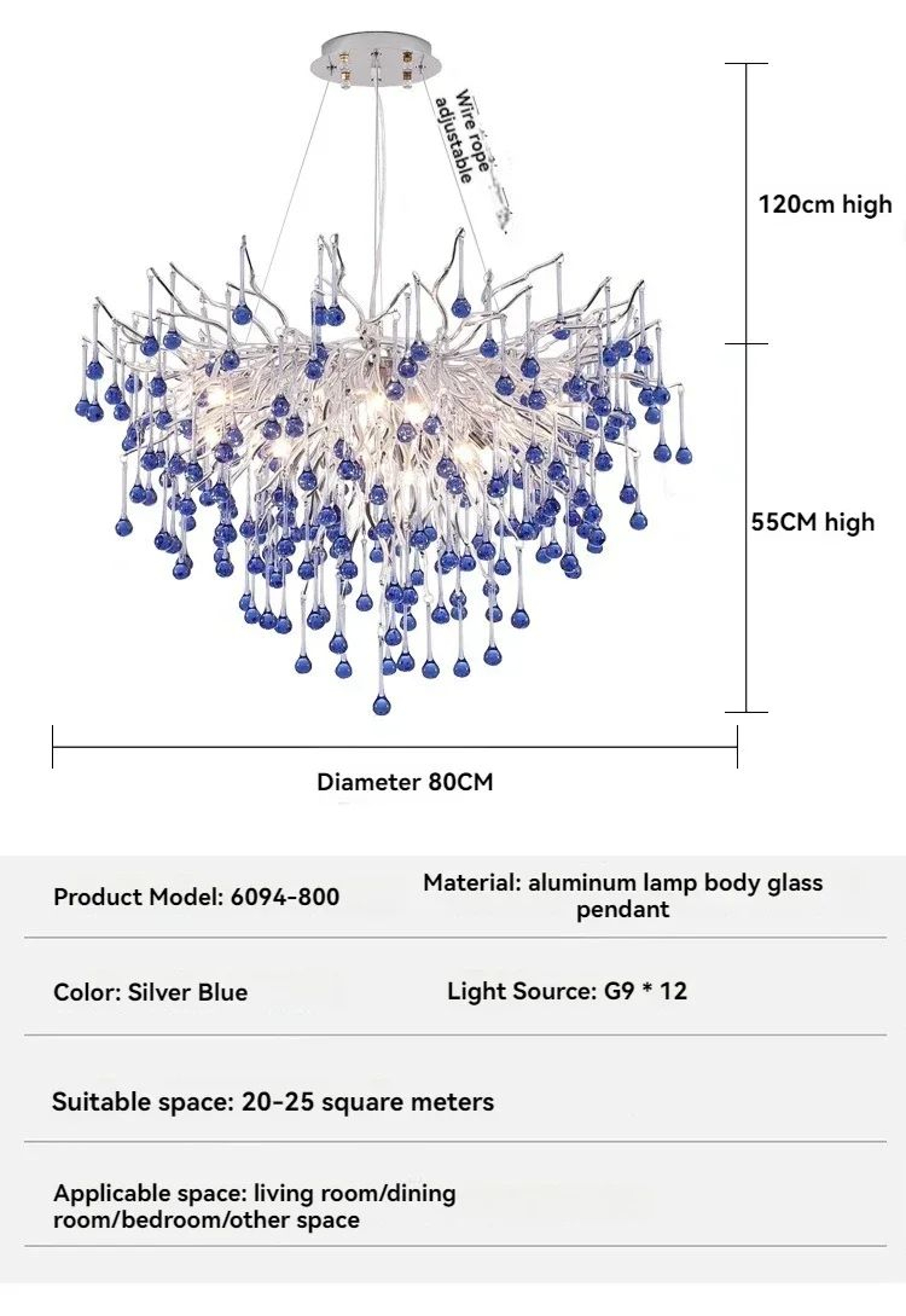 Luxury Crystal Branch Chandelier Modern Teardrop Ceiling Light For Living Room Dining Space 8