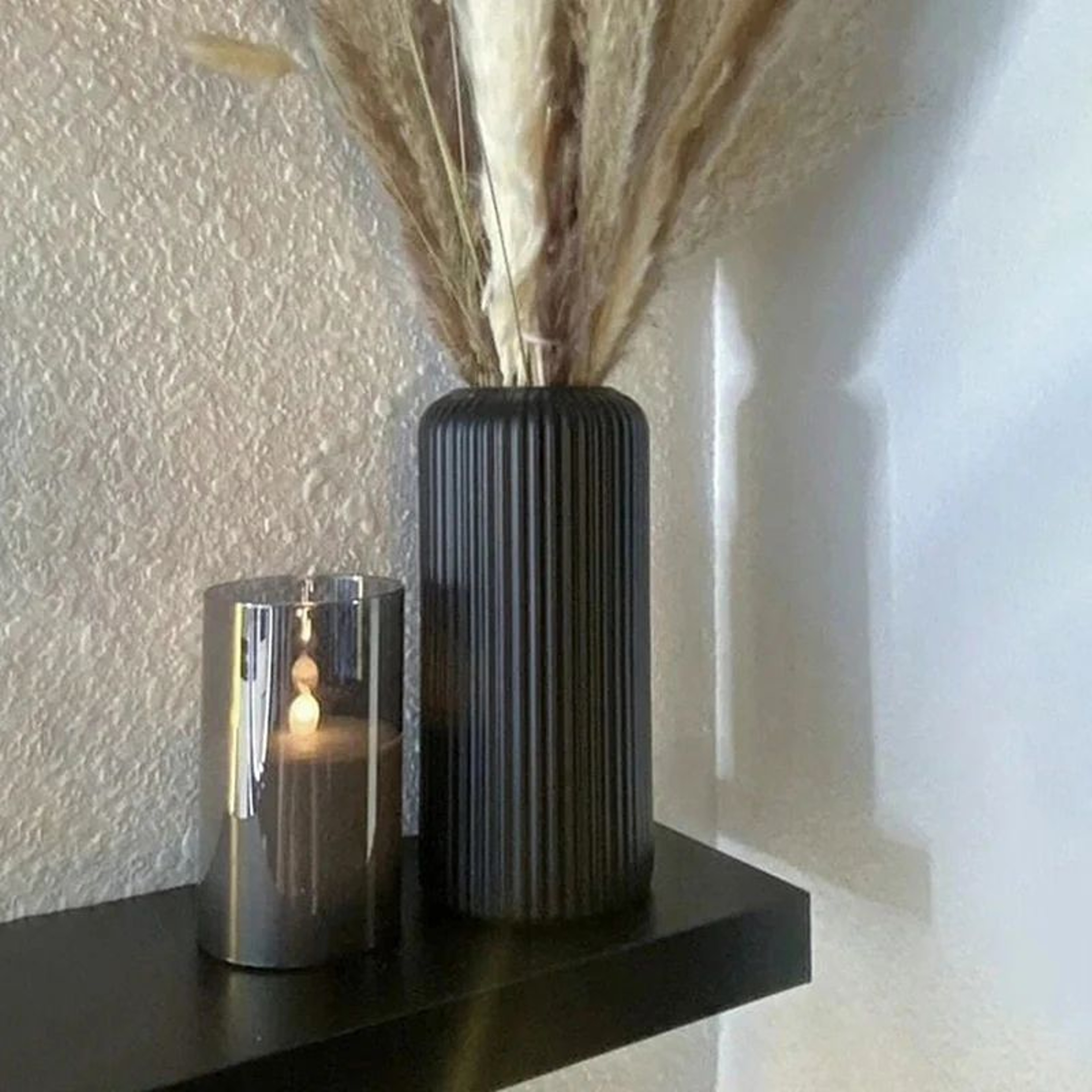 Striped Modern Decorative Flower Vase Lightweight Ceramic Look Home Accent 4