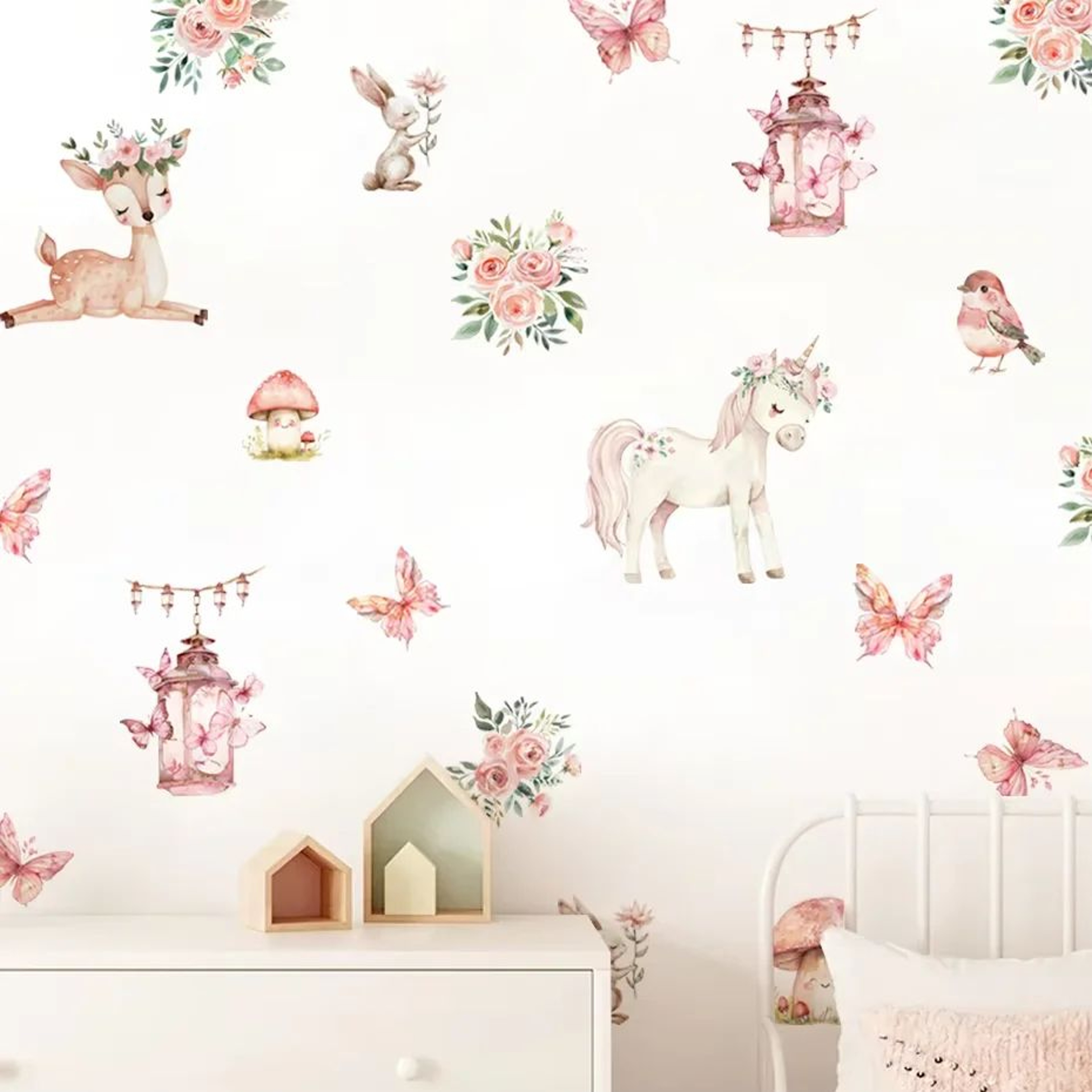 Unicorn Rainbow Wall Stickers Watercolor Kids Room Decor For Nursery And Bedroom 5