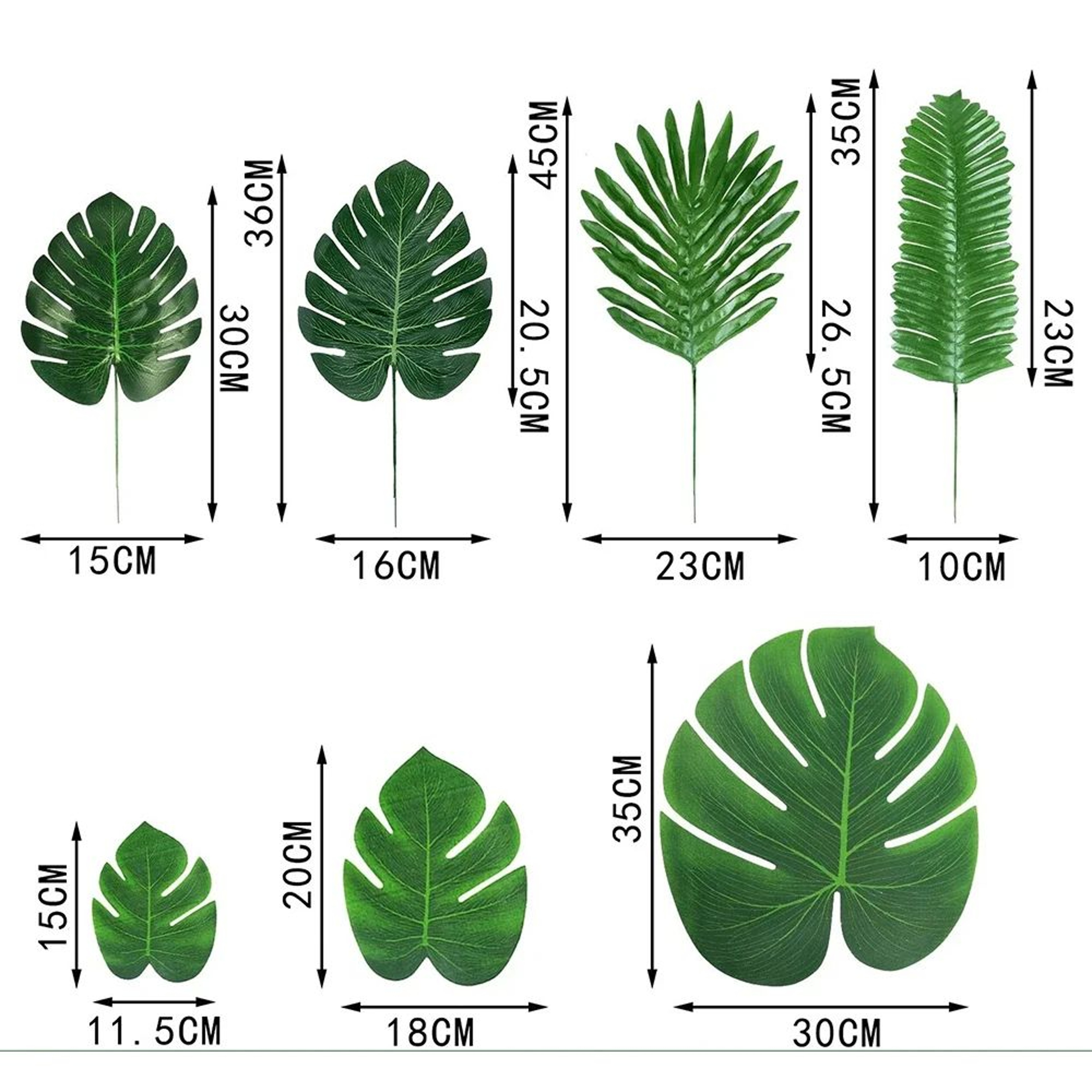 Artificial Palm Leaf Table Decor Tropical Party Coaster Set 2