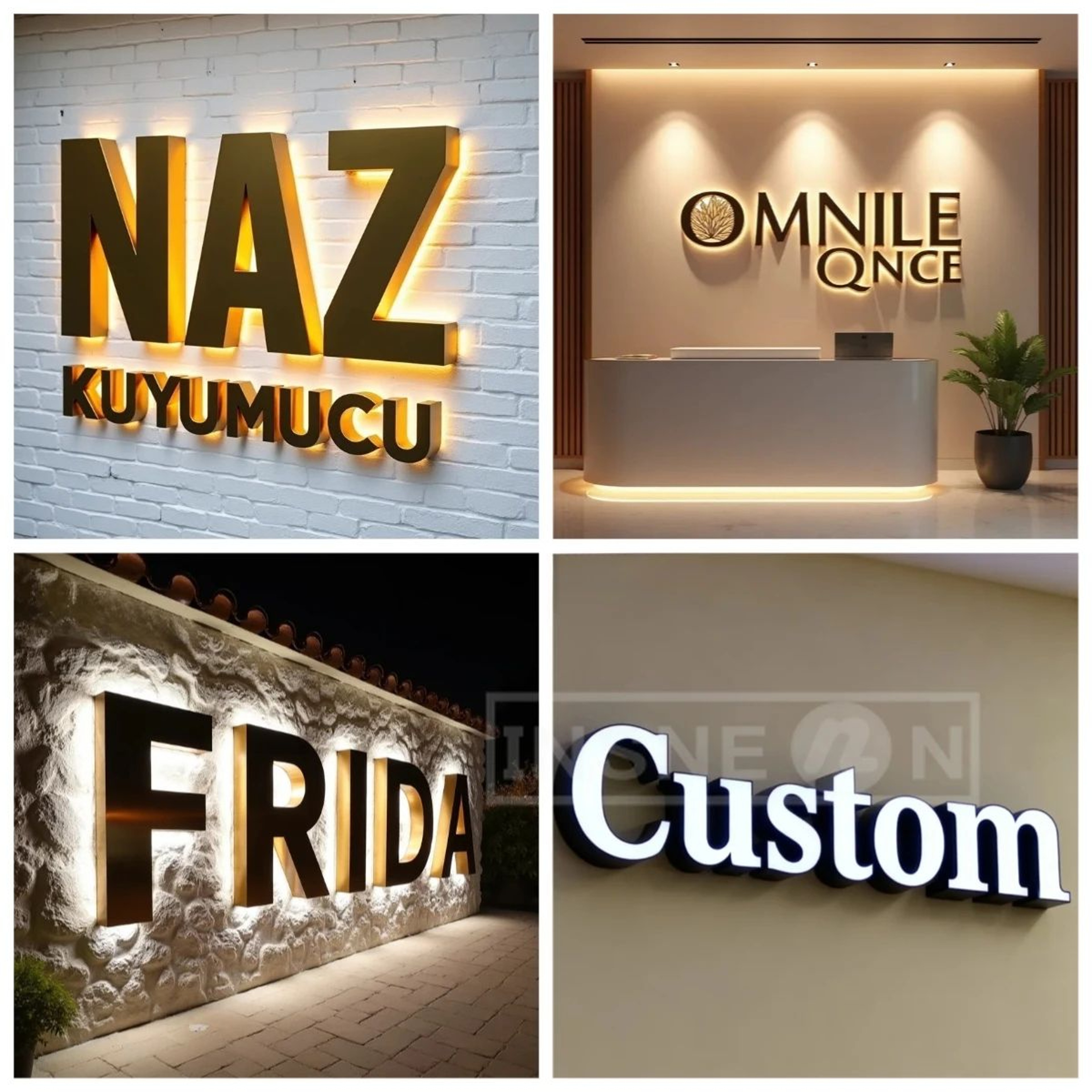 Custom LED Business Sign Backlit Metal Storefront Light Signage 3