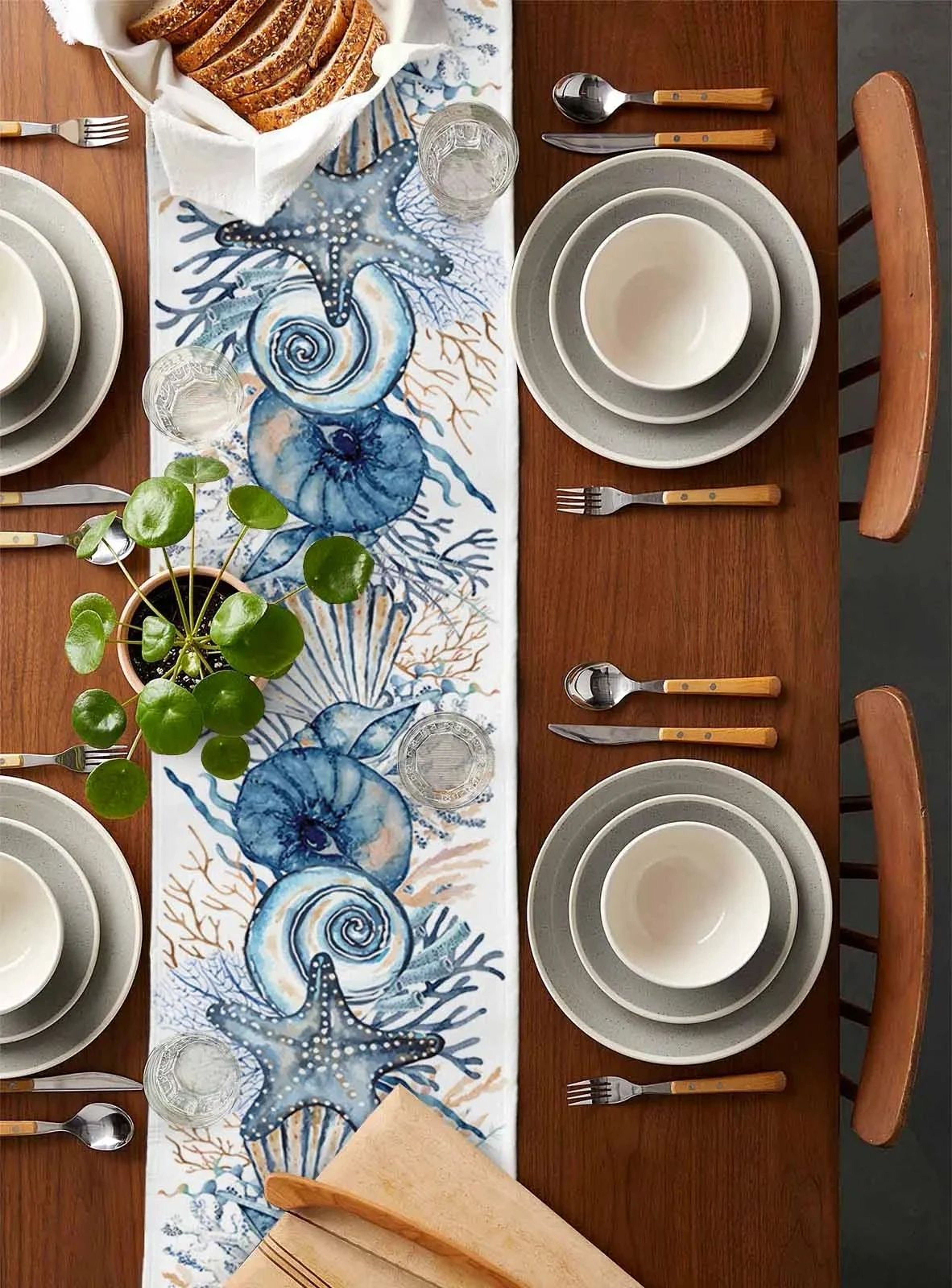 Ocean Coral Table Runner Coastal Beach Theme Dining Table Decor 4
