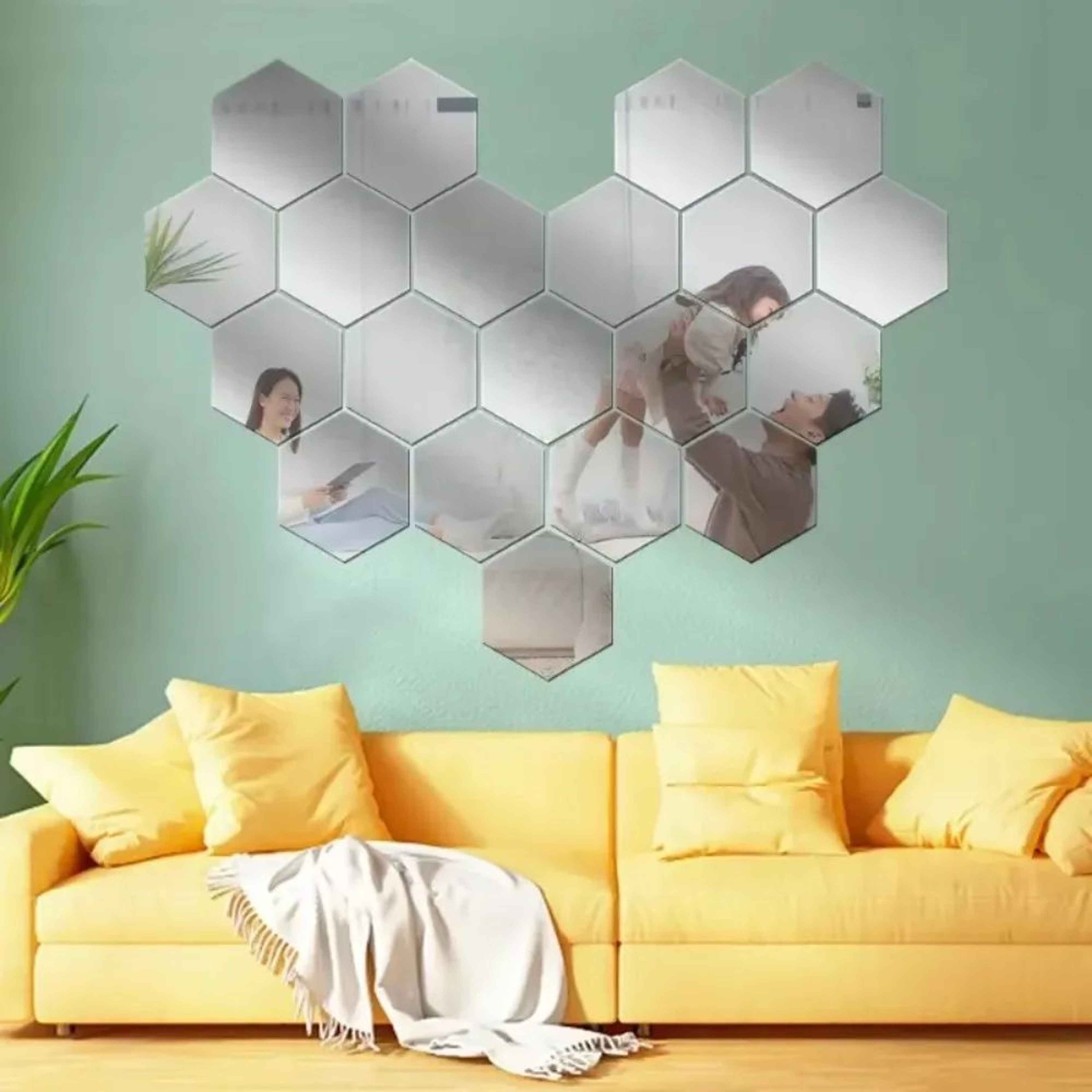 Hexagon Mirror Wall Stickers Self Adhesive Acrylic Decor Tiles 4