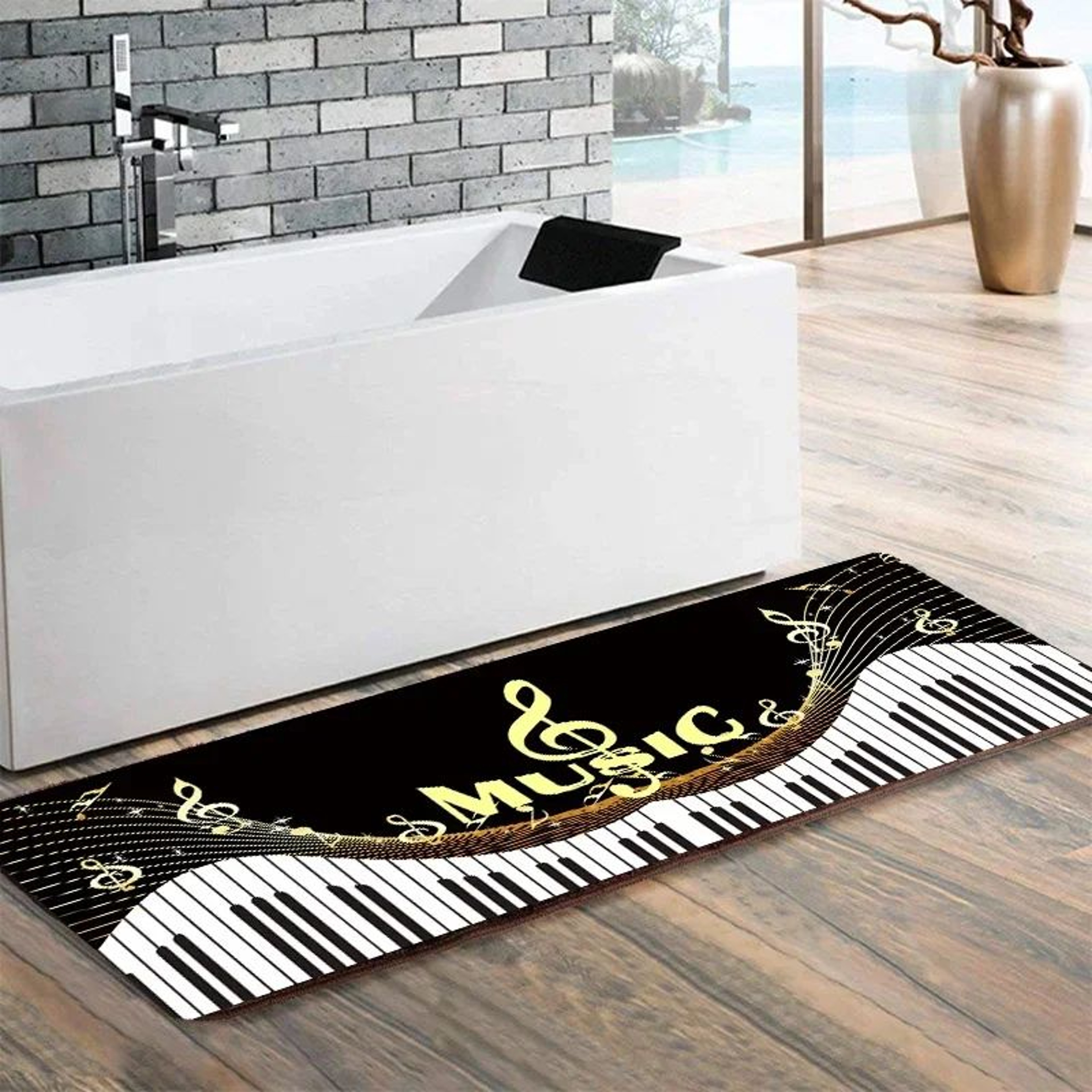 Music Themed Kitchen Floor Mat Non Slip Decorative Runner Rug 3