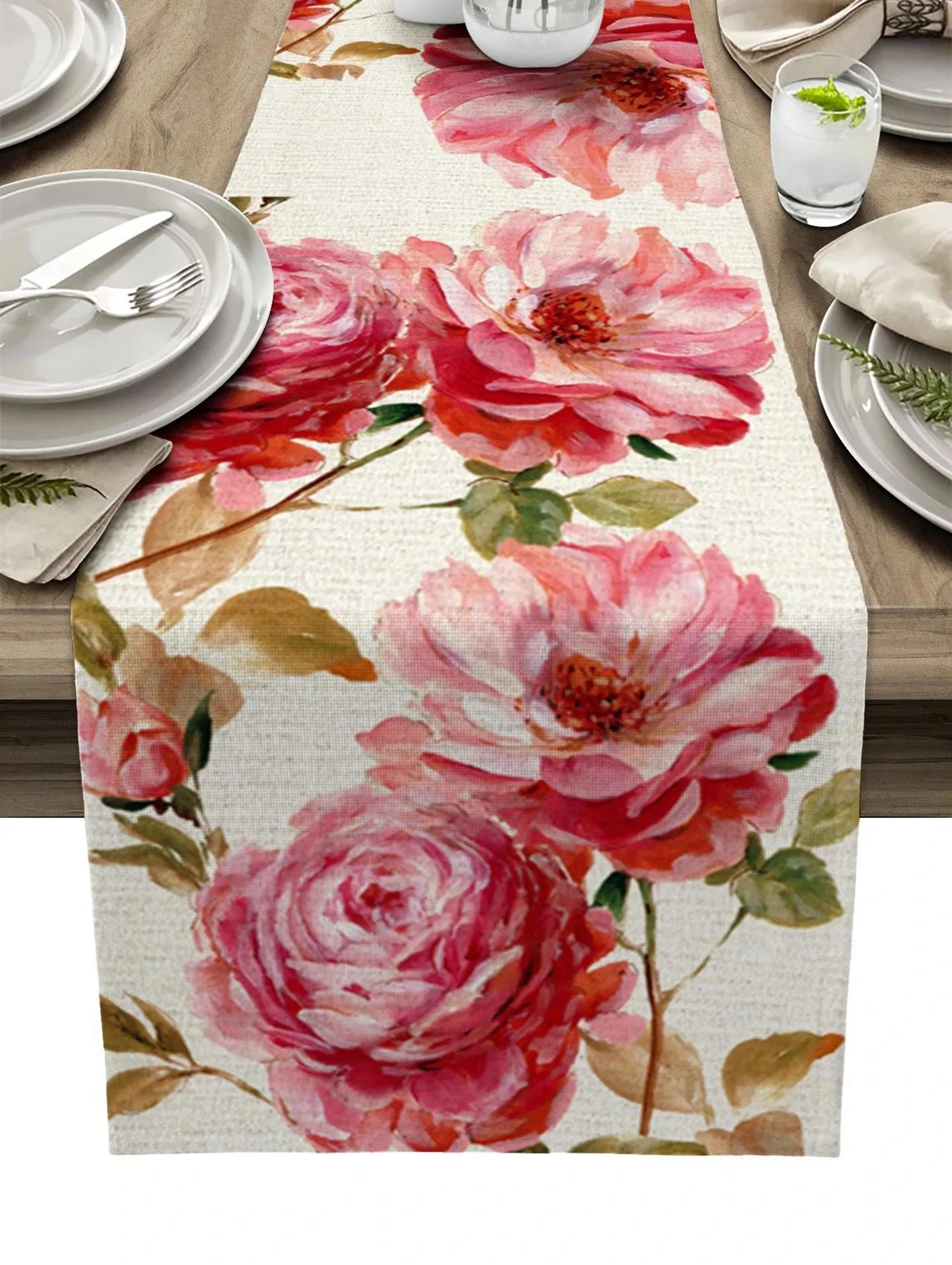BloomLinen Vintage Tulip Table Runner Farmhouse Dining Decor 4