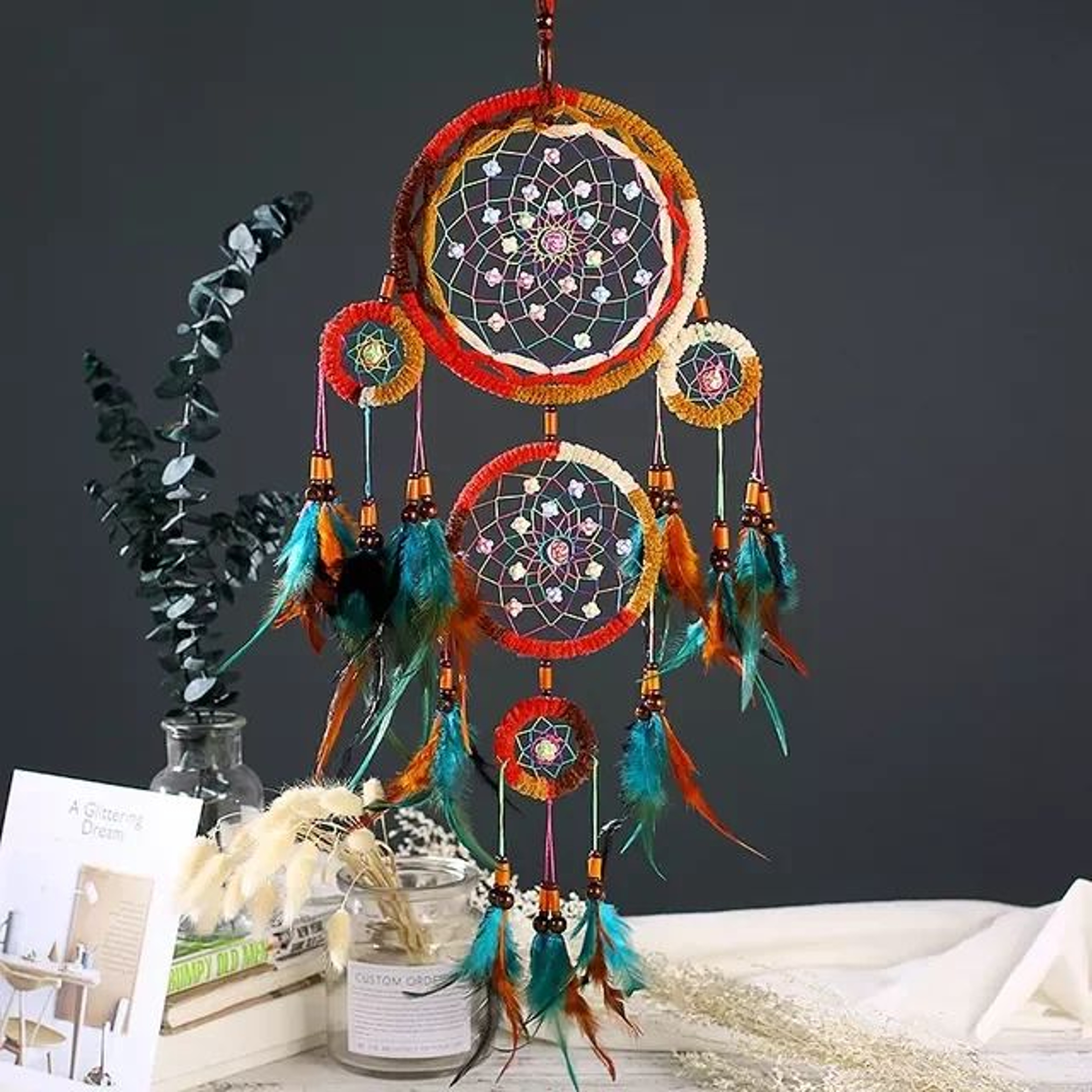 Harmony Rings Macrame Dream Catcher Wall Hanging Boho Decor 8