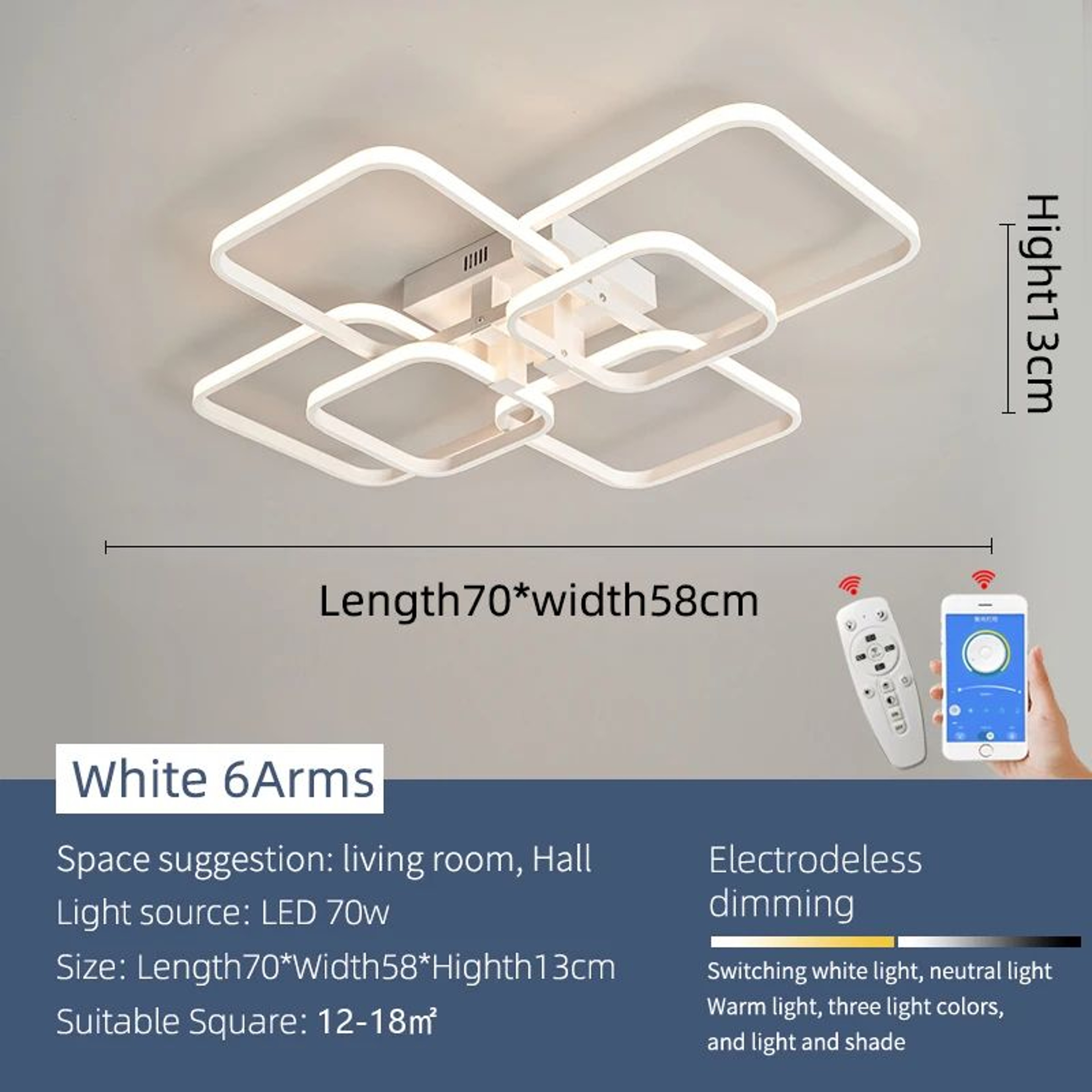EverGlow Modern LED Chandelier Ceiling Light For Living Room Bedroom 7