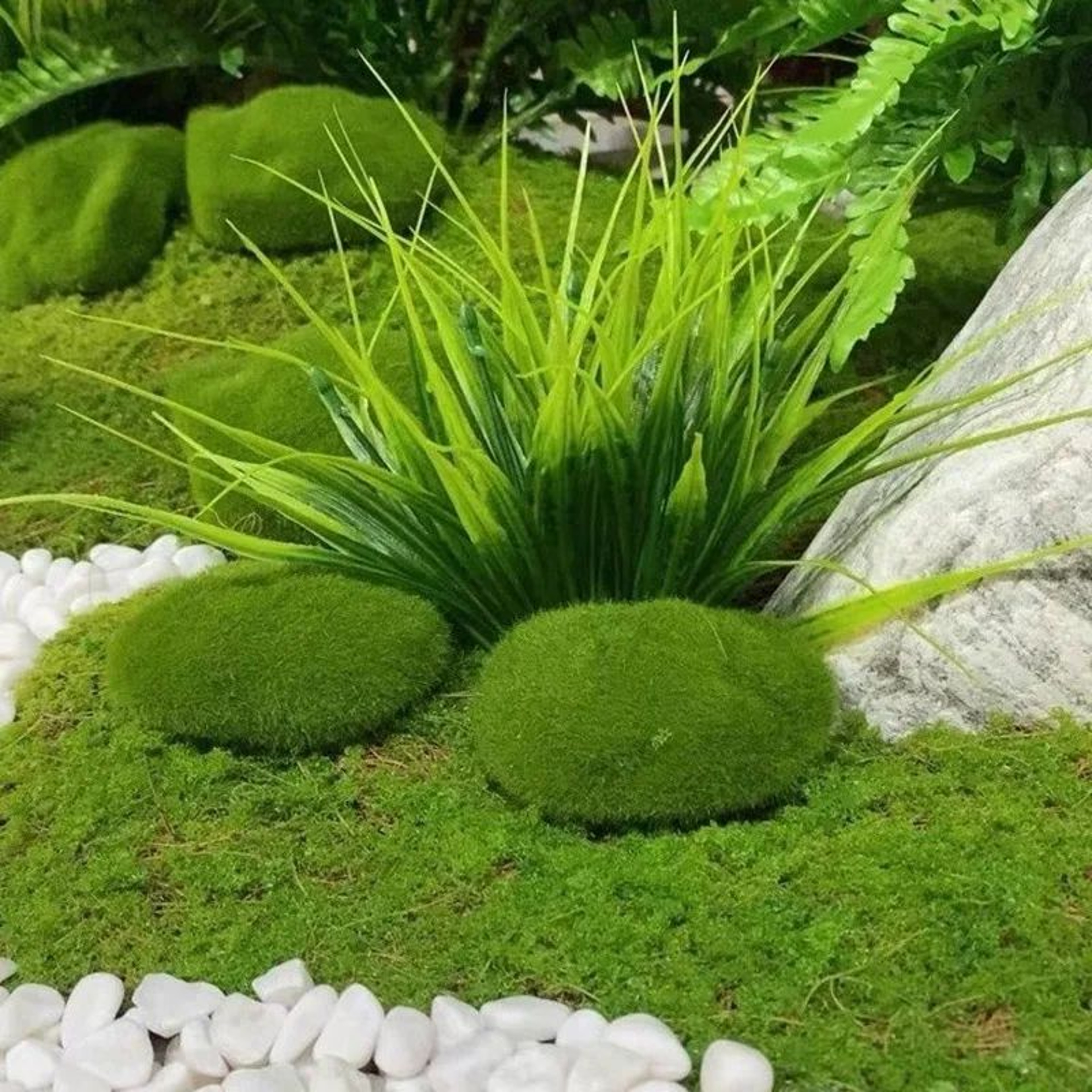Artificial Moss Rocks Decorative Green Stone Balls For Plants And Home Decor 3