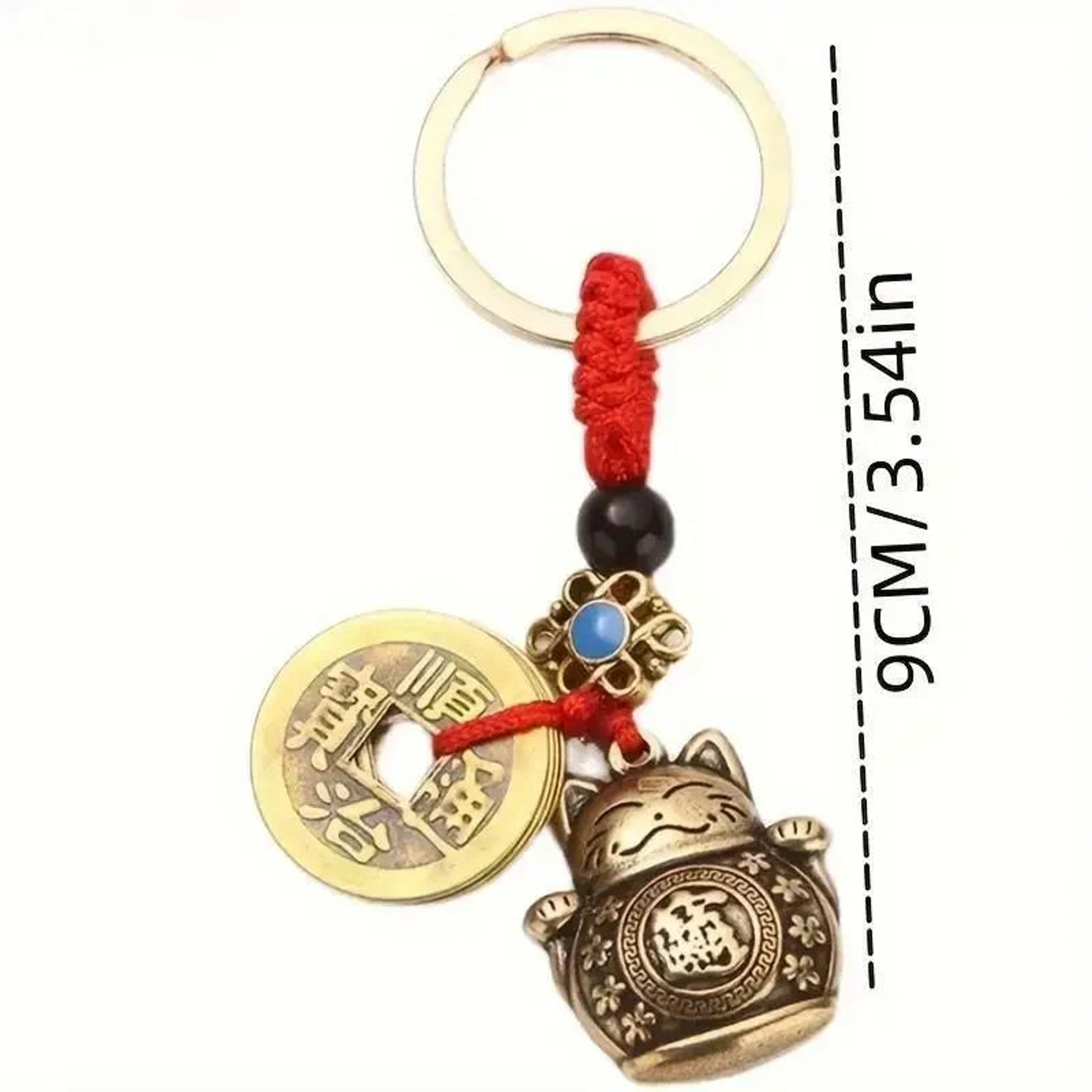 Lucky Cat Keychain Feng Shui Wealth Talisman Desk And Bag Charm 4