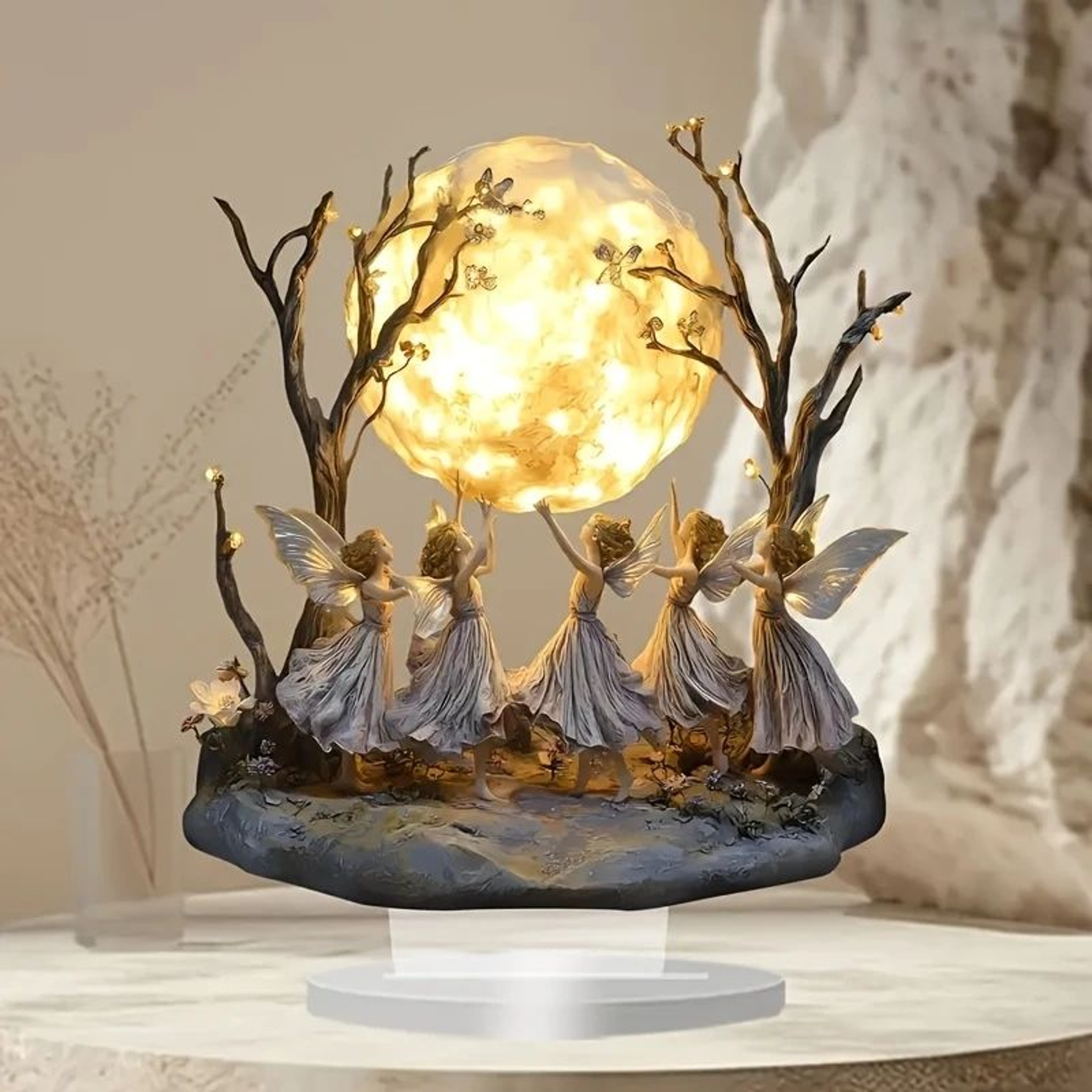 Moon Tree Elf Acrylic Tabletop Decor Fantasy Desk Ornament For Home And Office 3