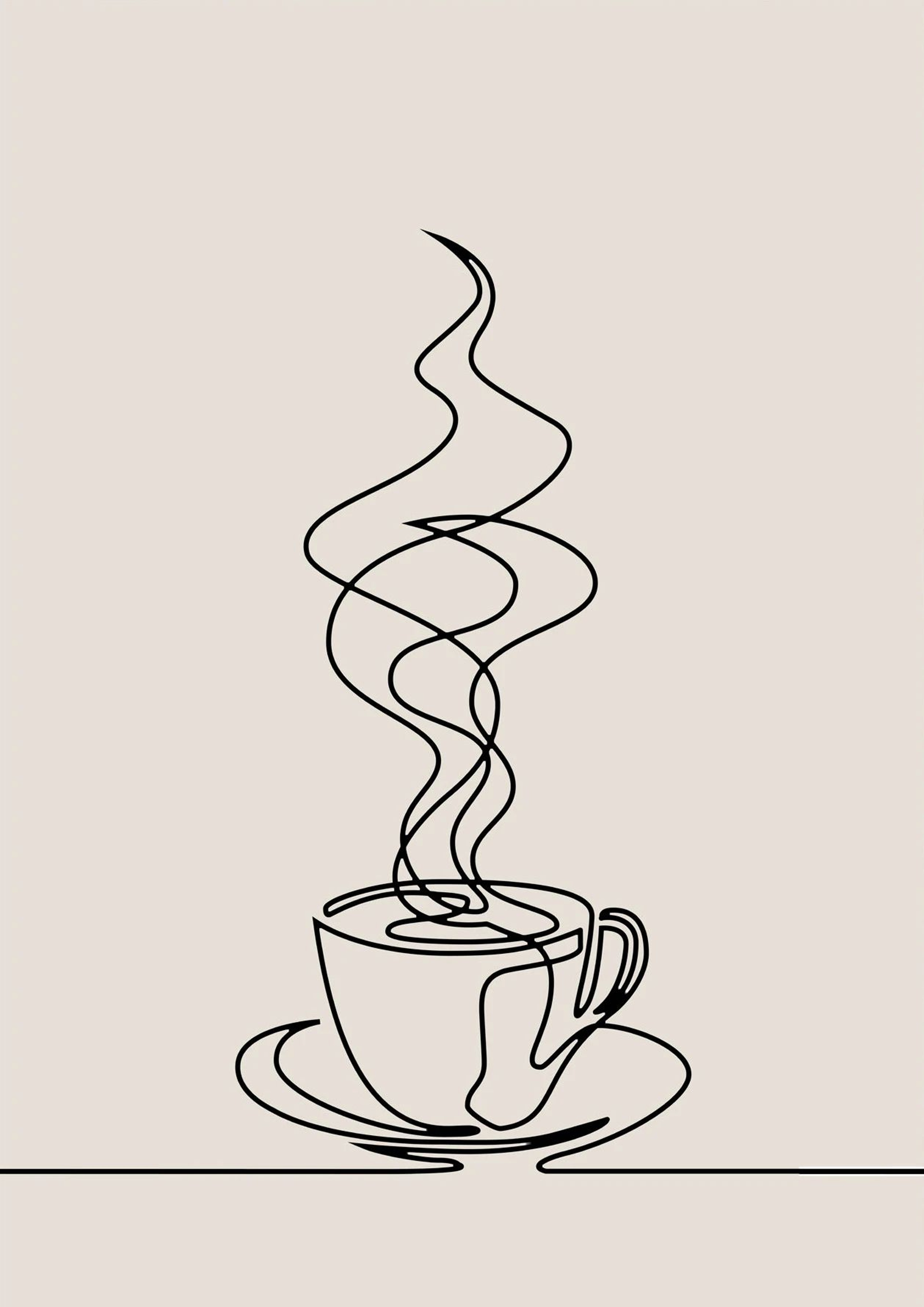 Minimal Coffee Line Art Canvas Poster Modern Kitchen And Cafe Wall Decor 6