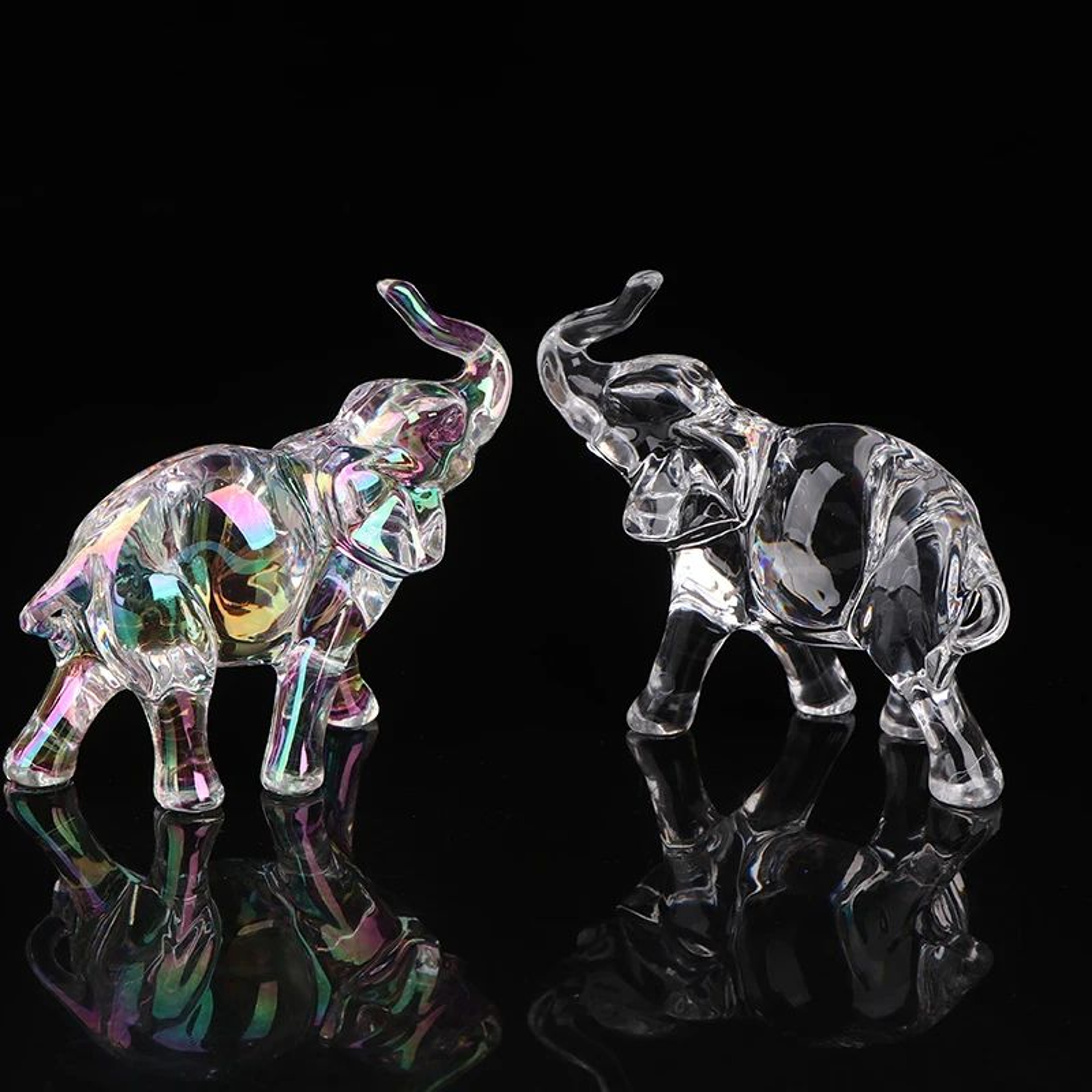 Crystal Elephant Figurine Cute Mini Animal Decor For Desk And Home 0