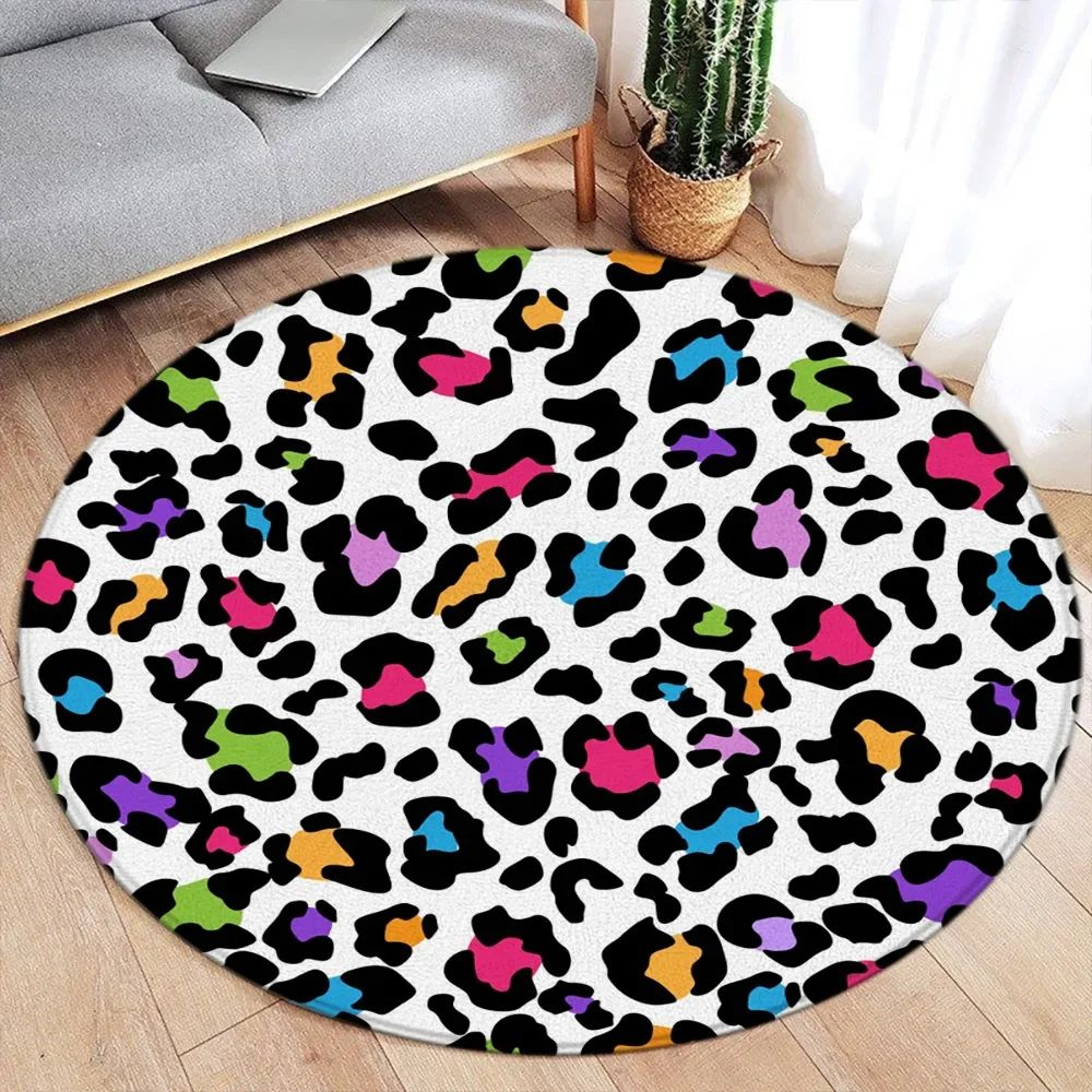 Leopard Print Round Rug Soft Flannel Carpet For Bedroom And Living Room Decor 12