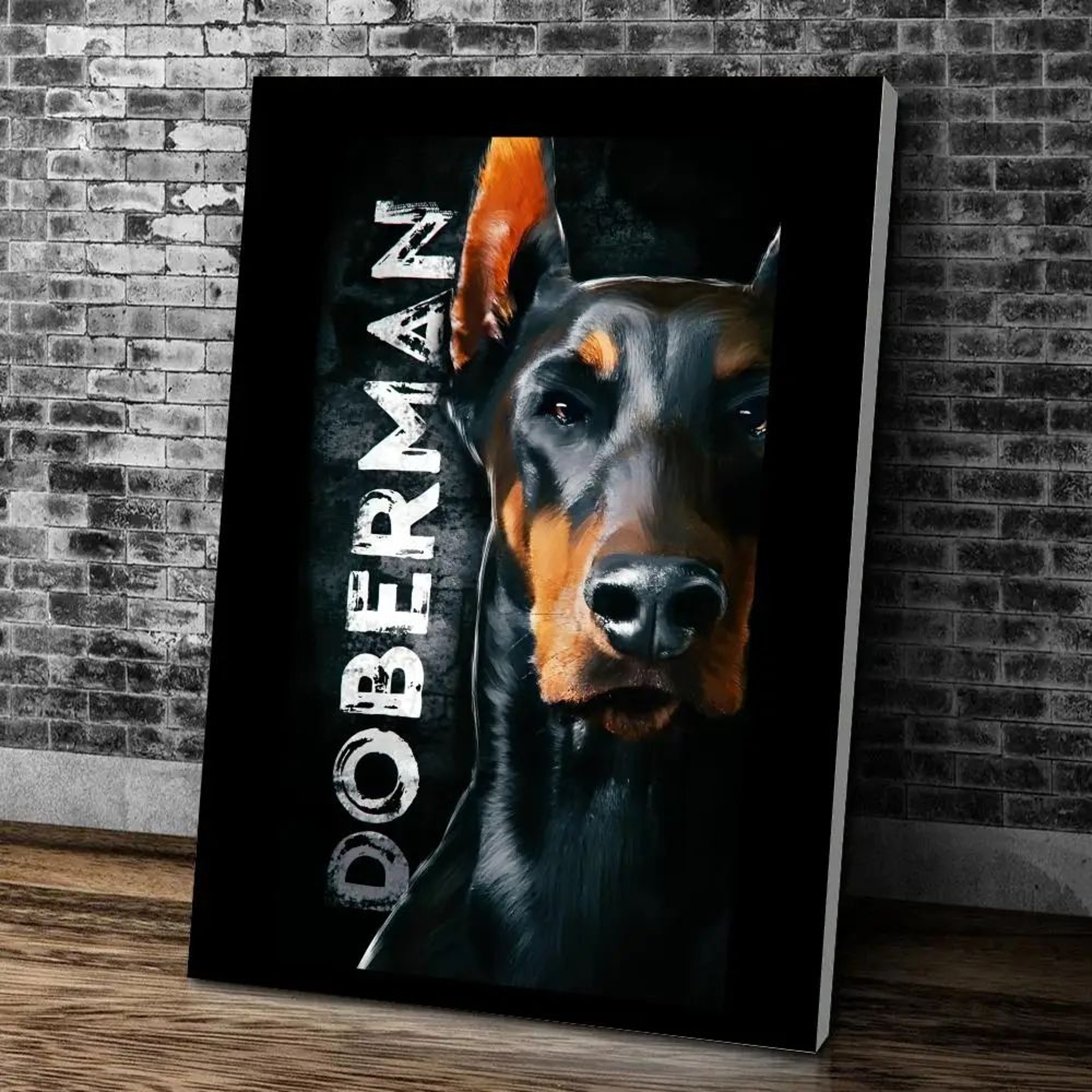Doberman Wall Art Modern Dog Canvas Print Black Dog Painting Decor 11