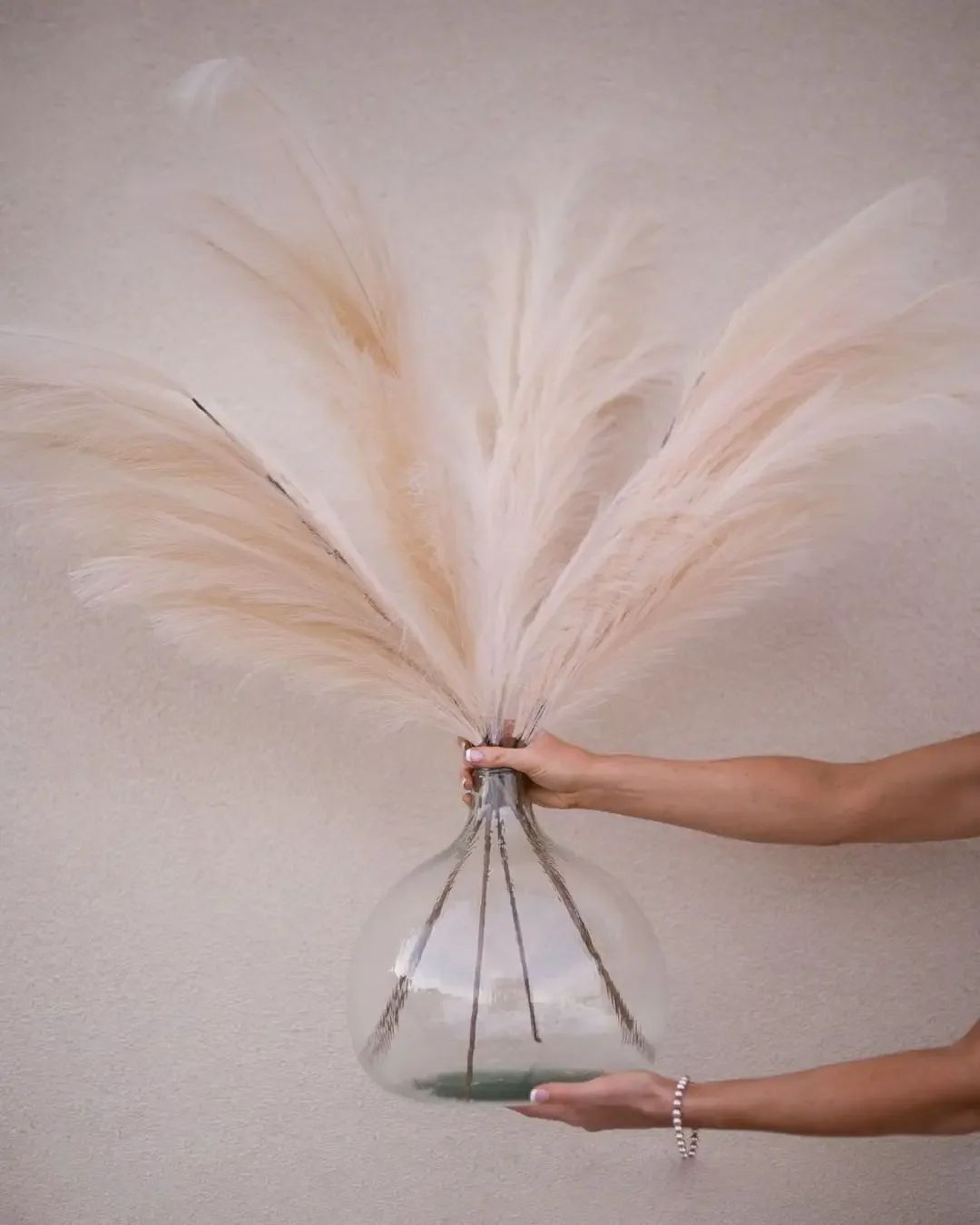 Artificial Pampas Grass Tall Fluffy Stems Boho Floor Vase Decor 4