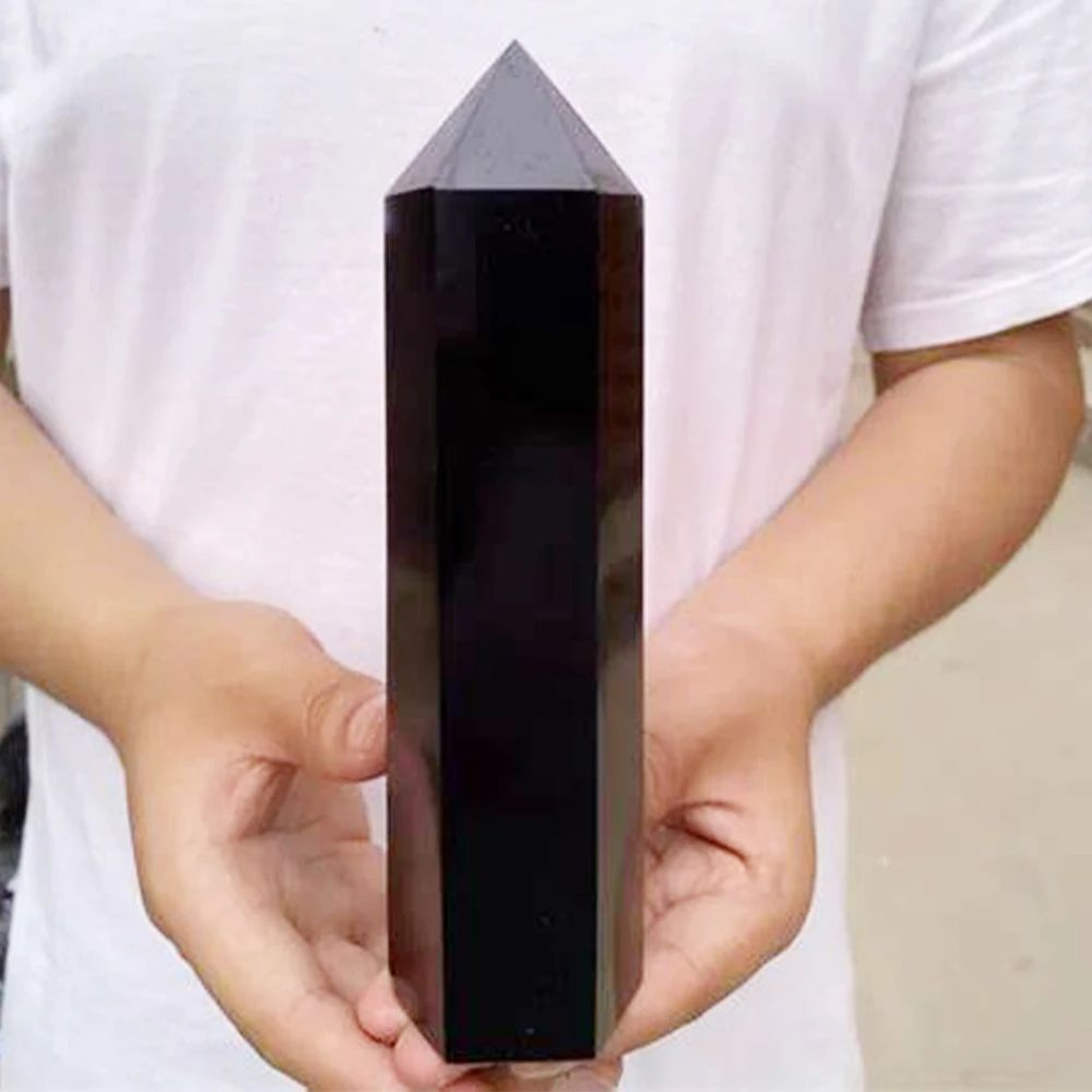 Natural Obsidian Crystal Tower Healing Stone Decor 0