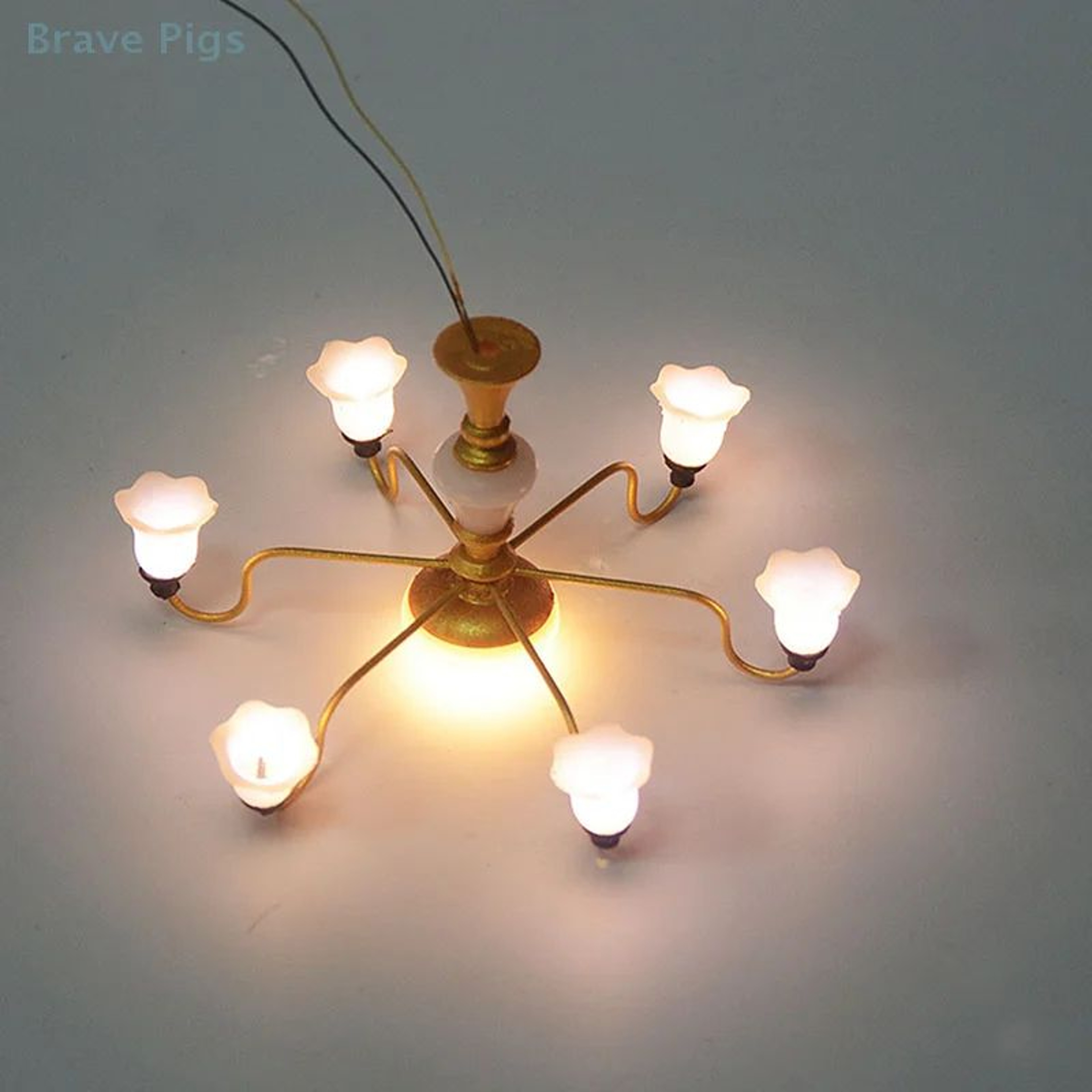 Mini LED Dollhouse Ceiling Lamp Chandelier Decor 5