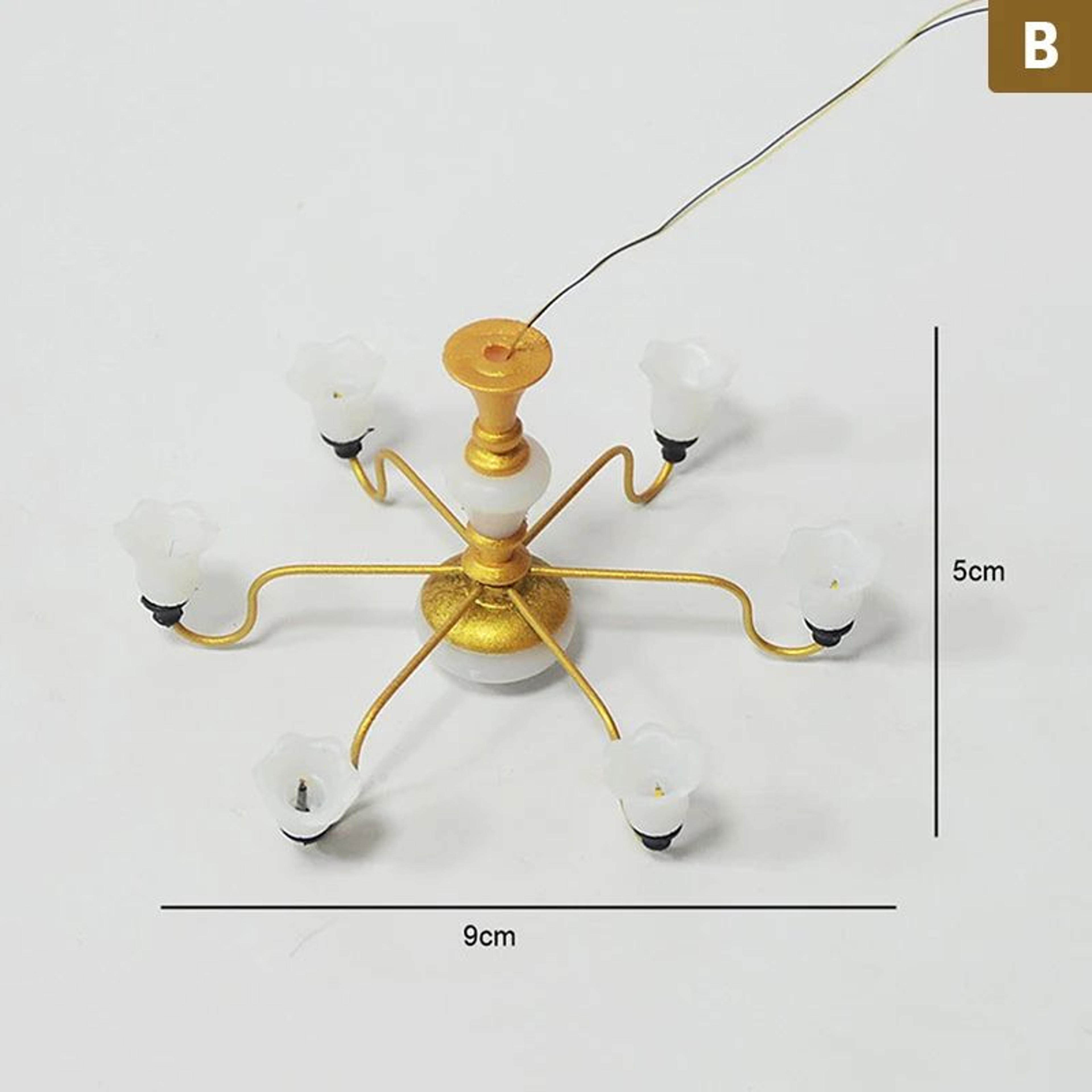 Mini LED Dollhouse Ceiling Lamp Chandelier Decor 7