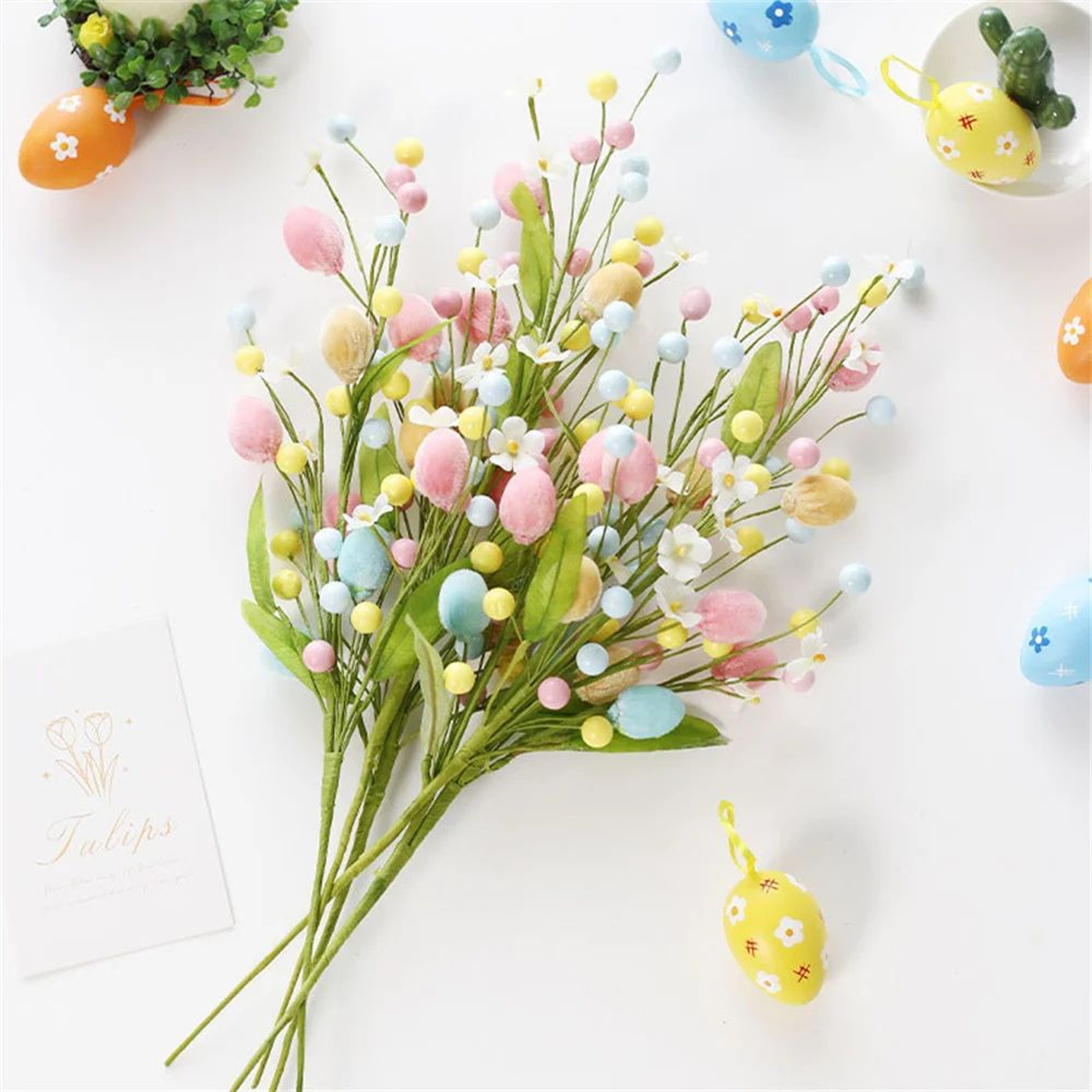Easter Egg Tree Branch Decor Colorful Spring Display 0