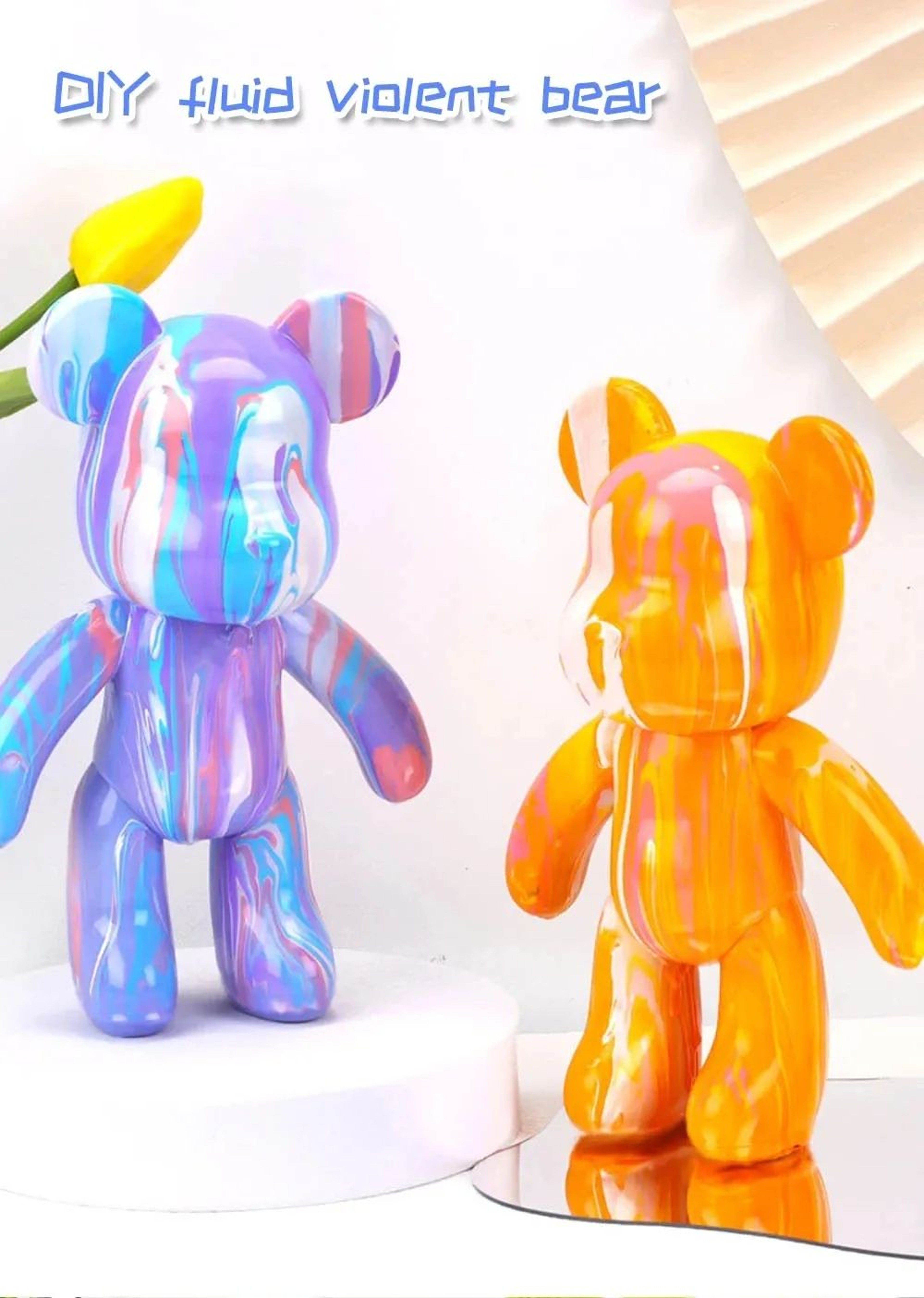 Creative DIY Fluid Bear Sculpture Graffiti Art Home Decor Toy 4