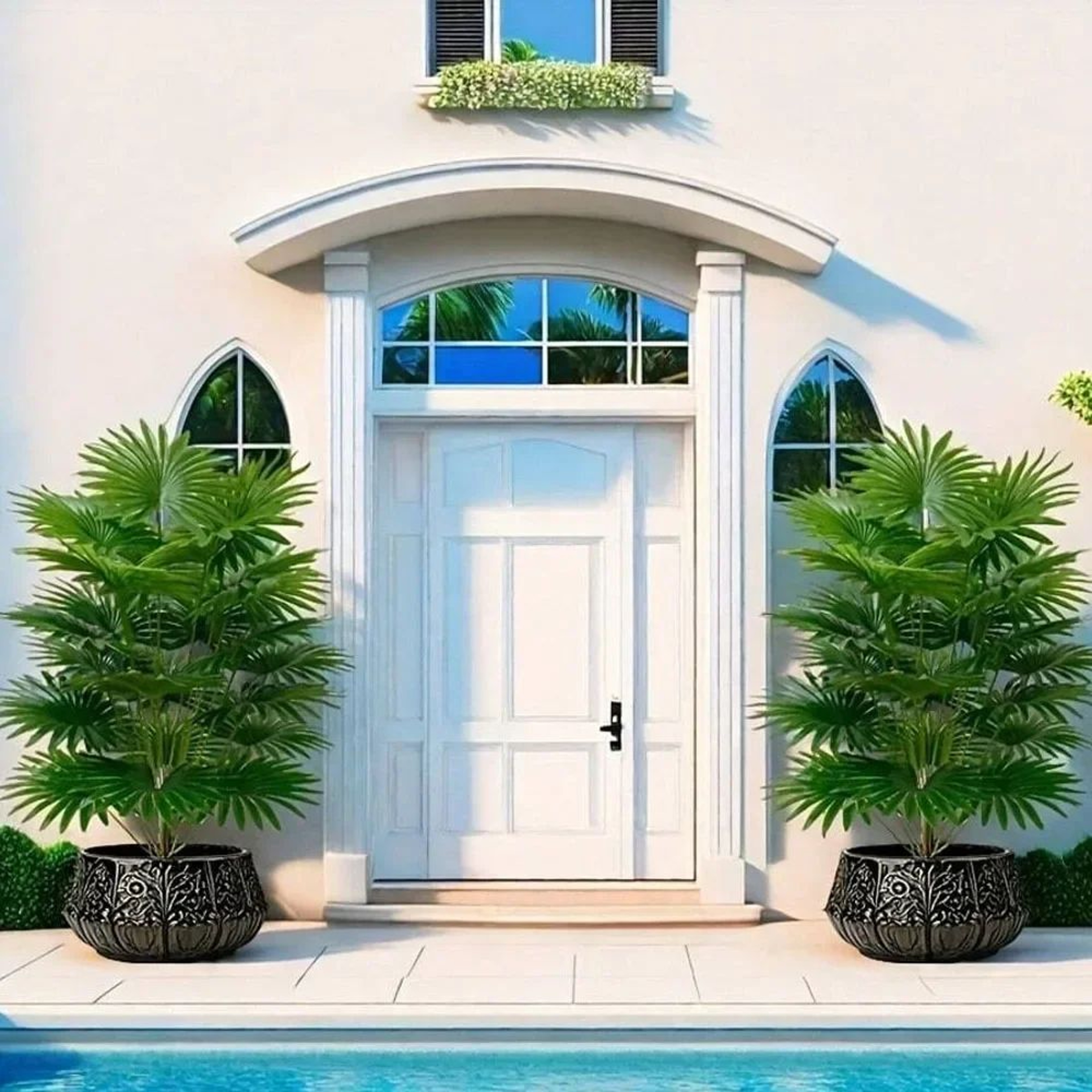 Artificial Palm Tree Large Fan Leaf Indoor Plant Tropical Home Decor 4